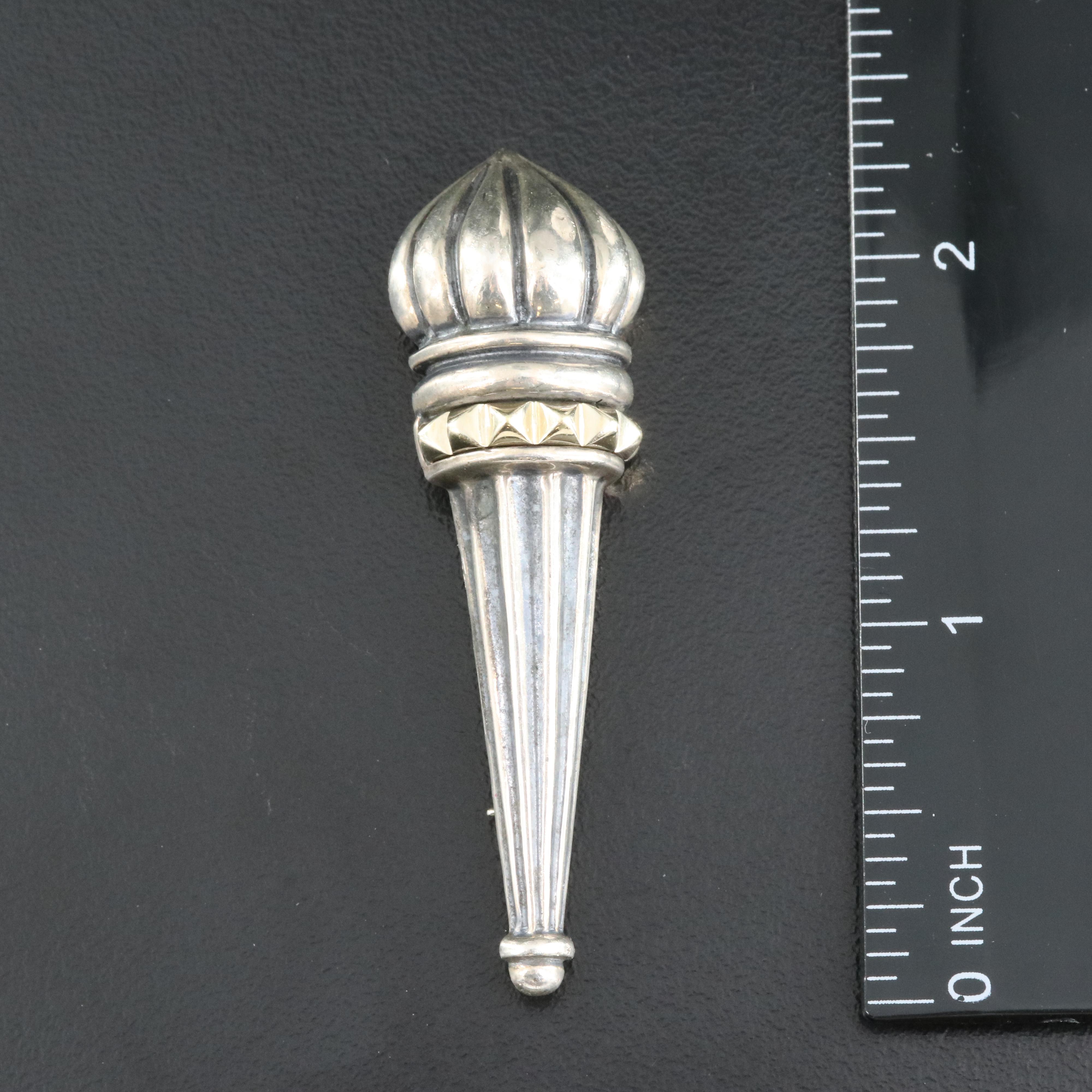 Logos Caviar Sterling Brooch with 18K Accents