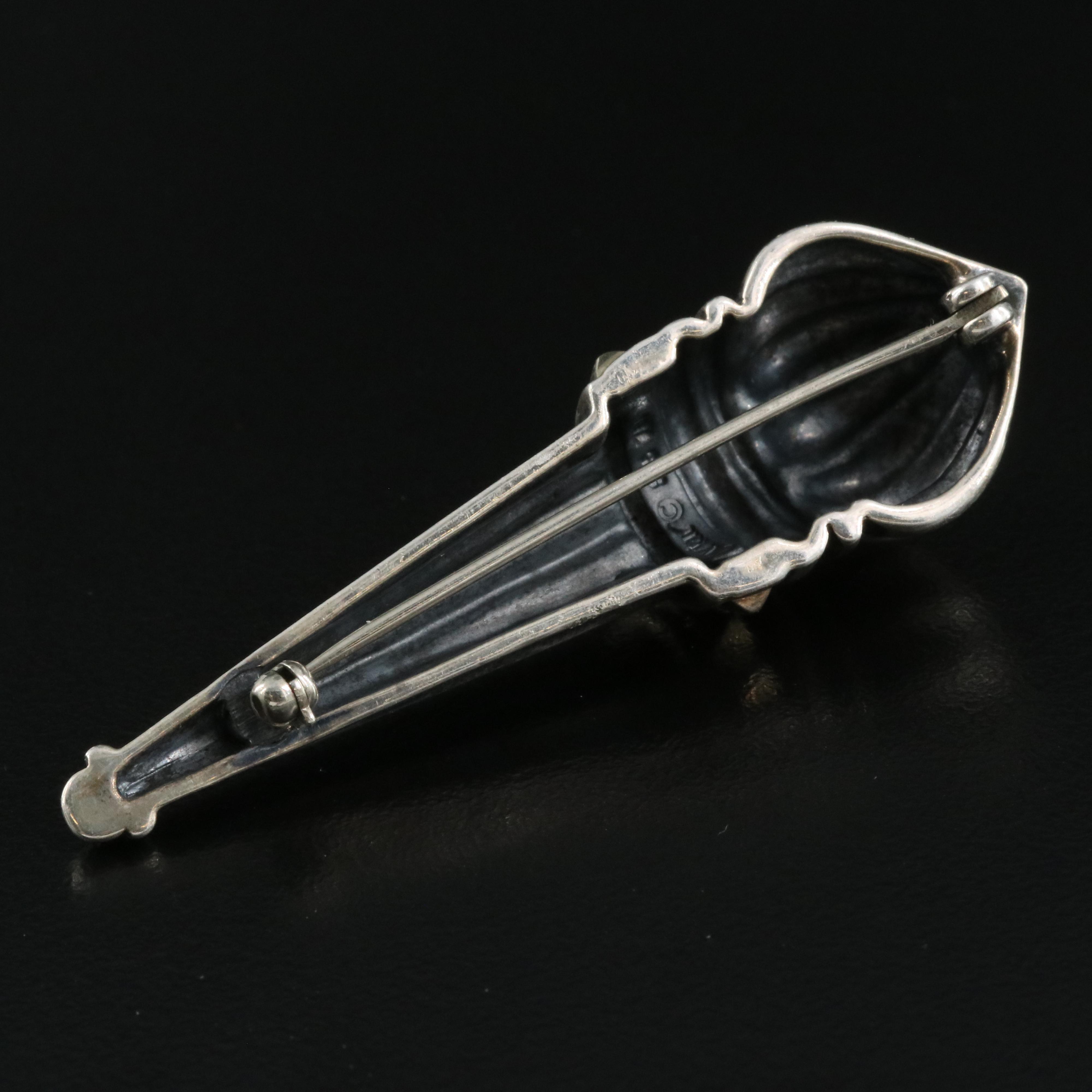 Logos Caviar Sterling Brooch with 18K Accents