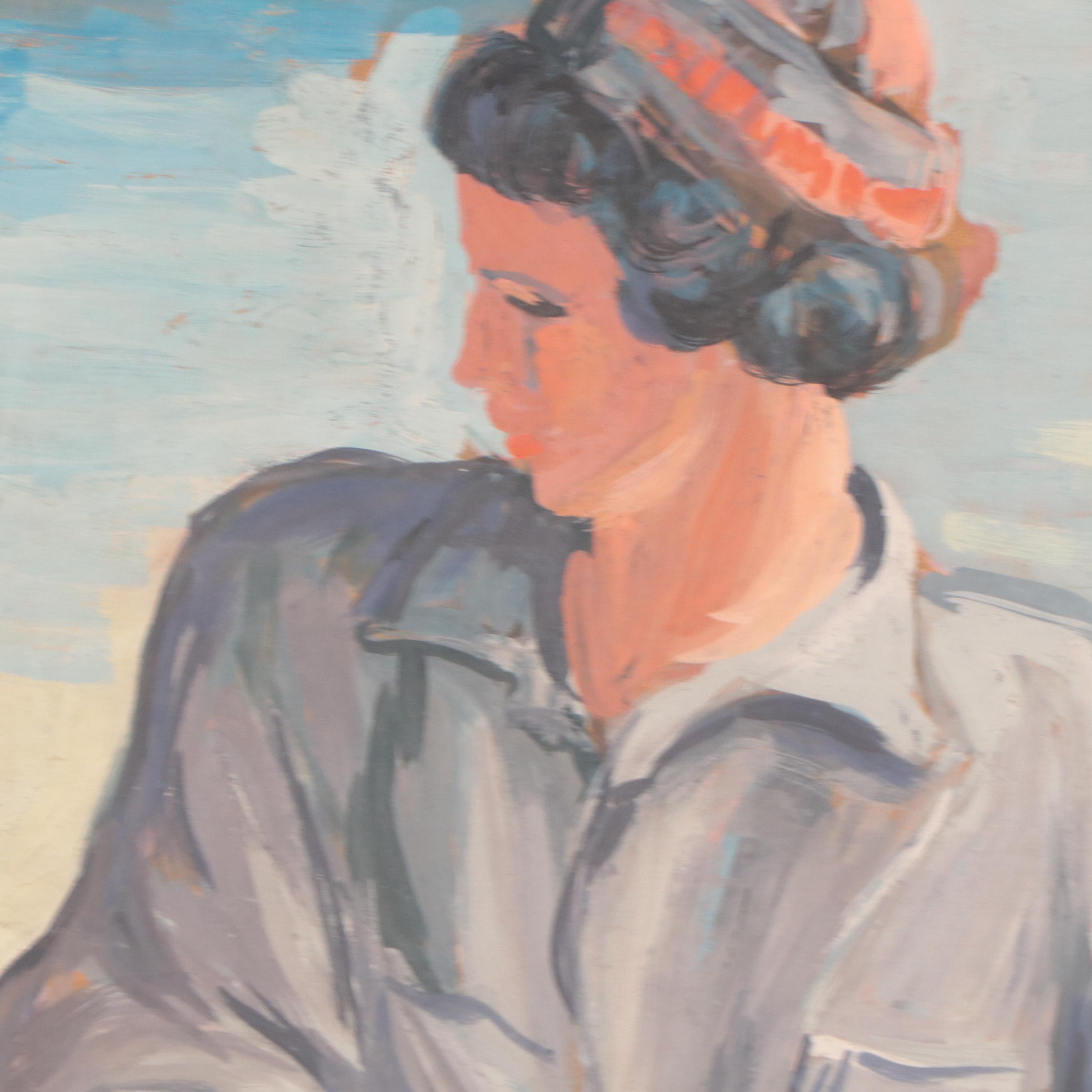 Dan Burne Jones Watercolor Painting of Figures on Boat