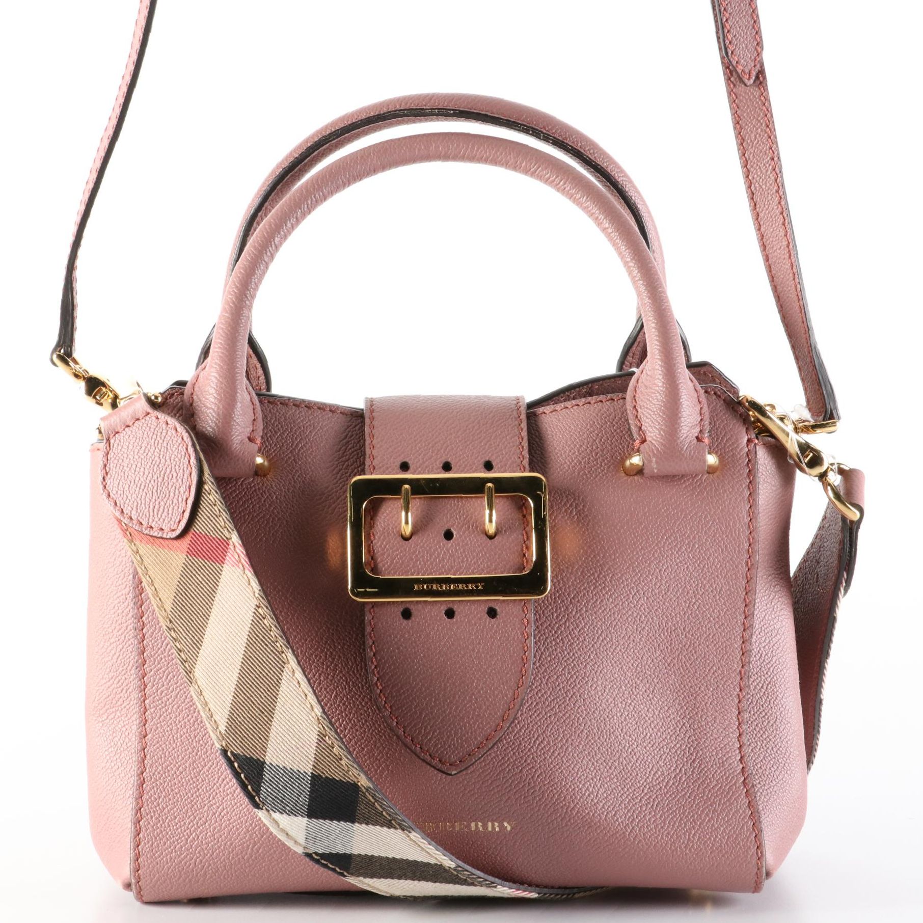 Burberry Small Buckle Tote Bag in Dusty Pink Grain Leather