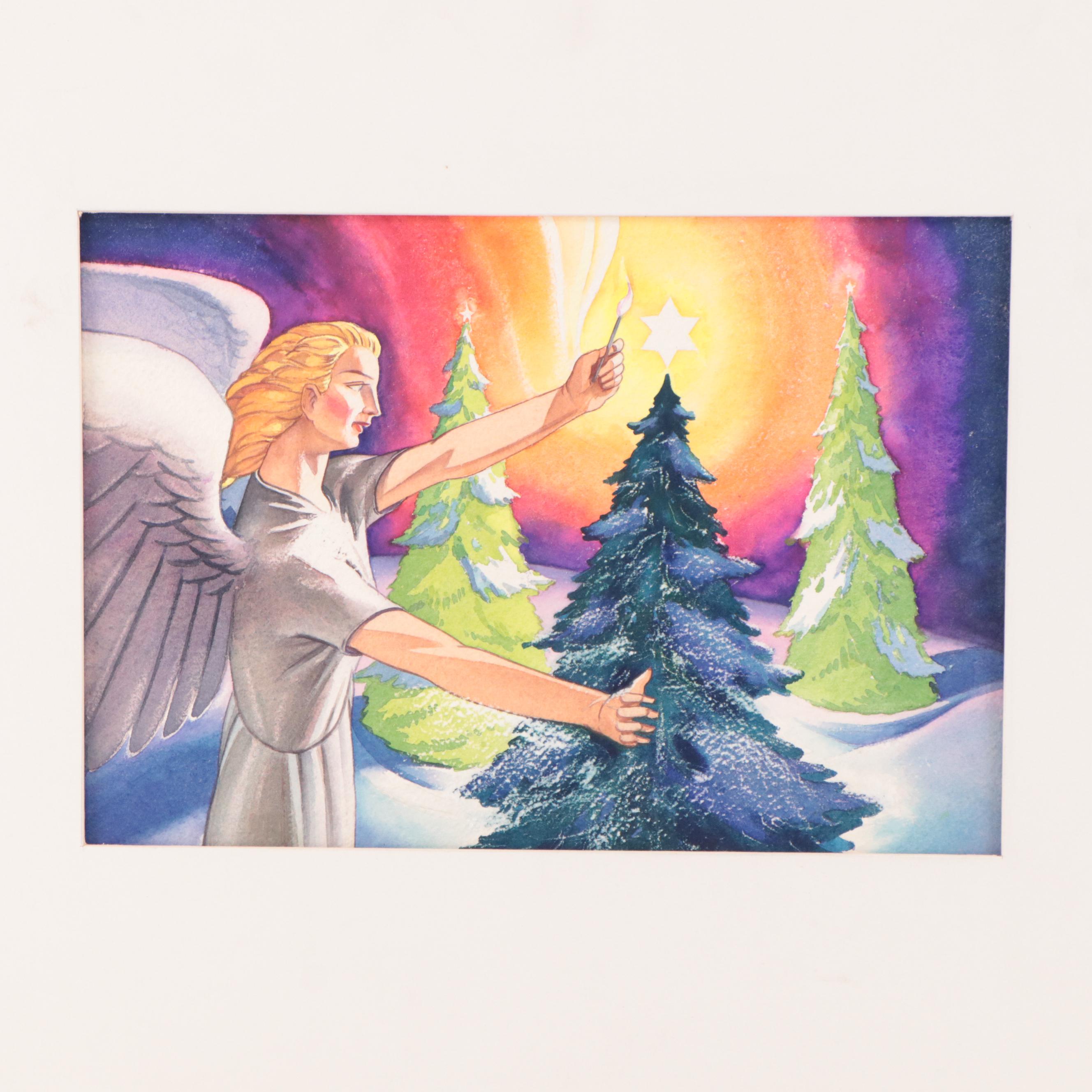 Dan Burne Jones Watercolor Paintings Including "Star of the Christmas Tree"