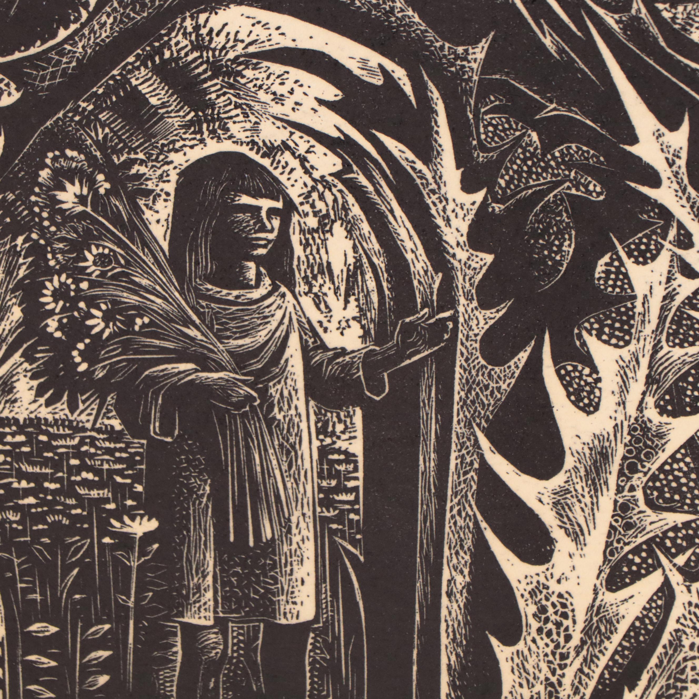 Lynd Ward Wood Engraving "Flower Girl" 1966
