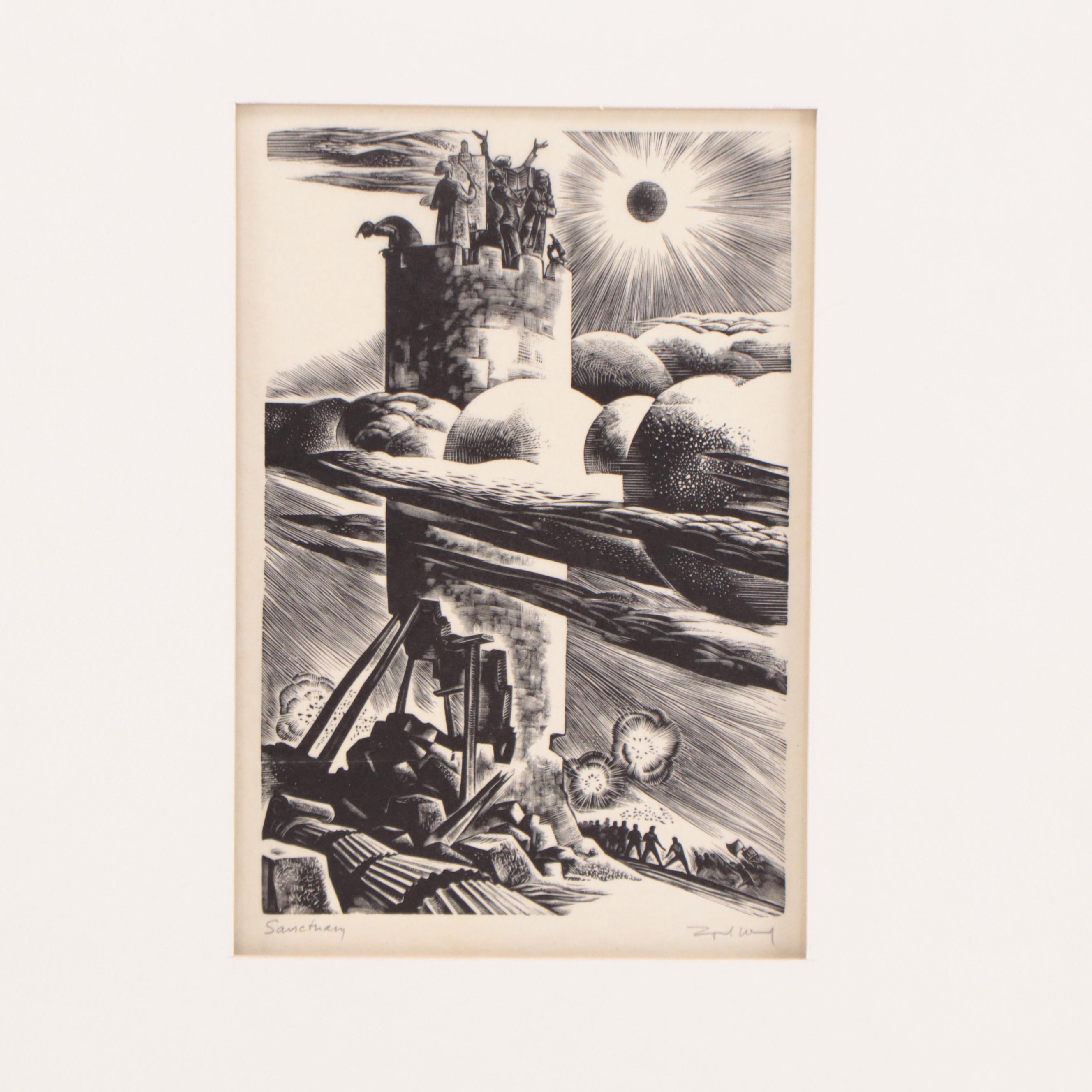 Lynd Ward Wood Engraving "Sanctuary," 1939