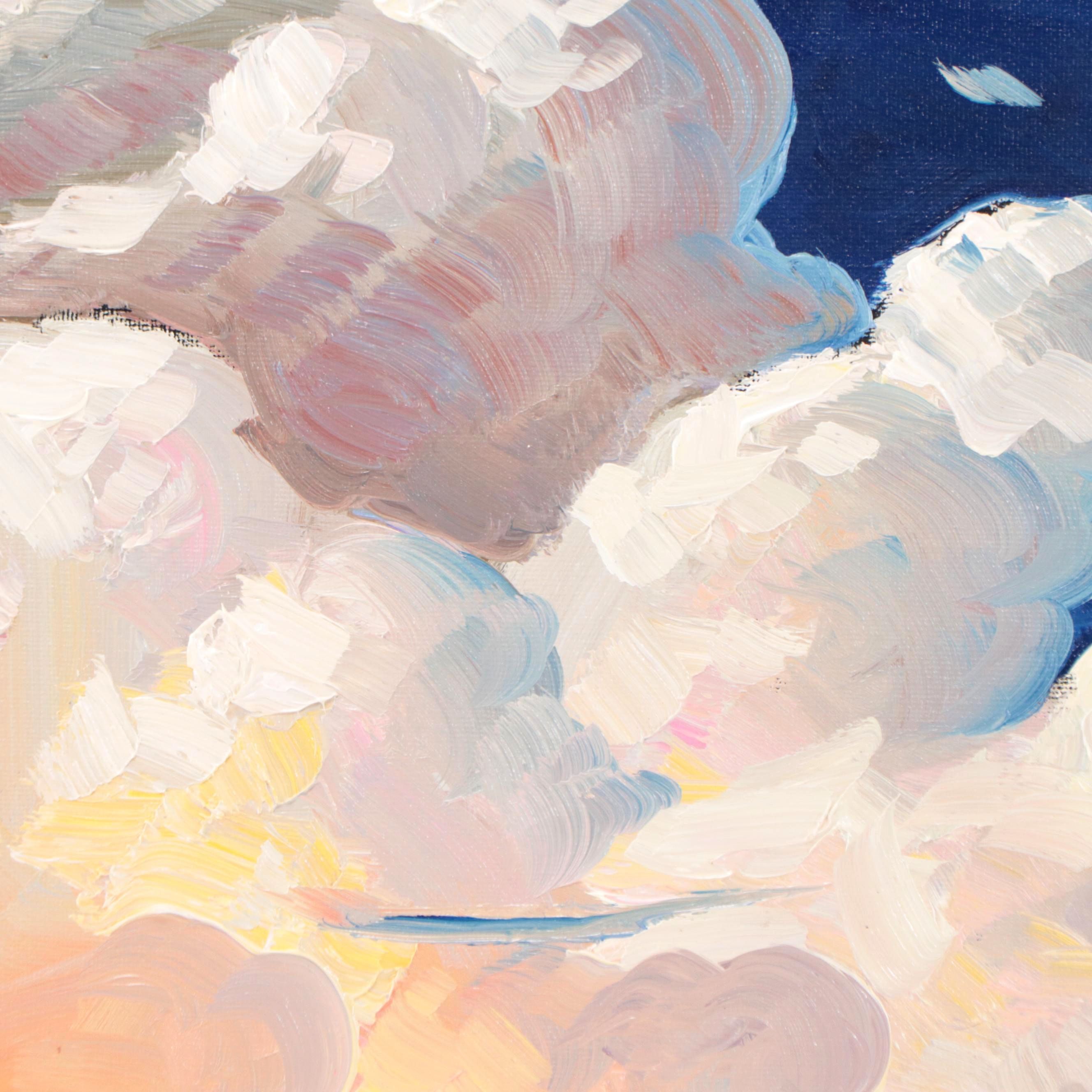 William Hawkins Landscape Oil Painting of Storm Clouds, 21st Century