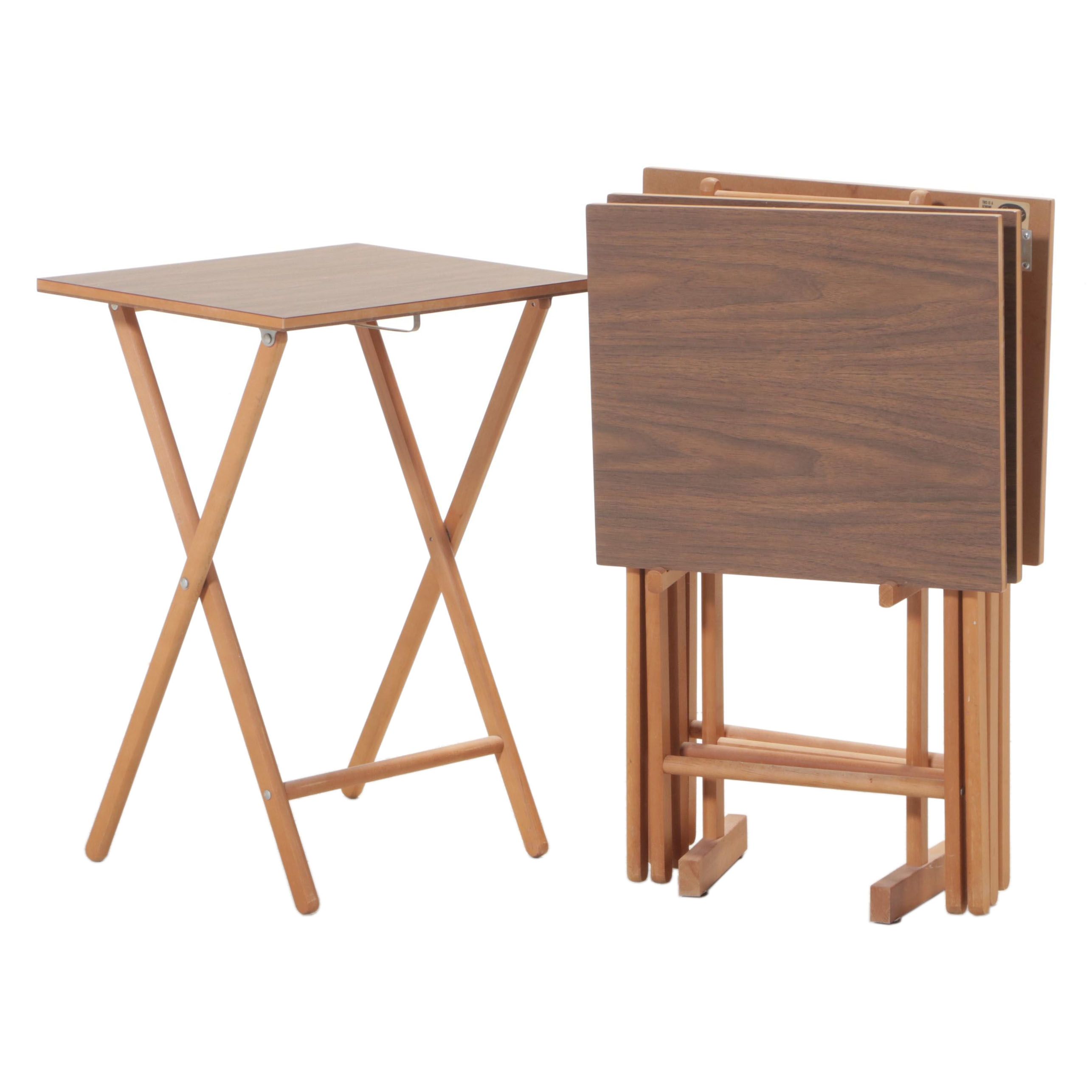 Scheibe Products Laminate and Wooden Television Trays, 1970s