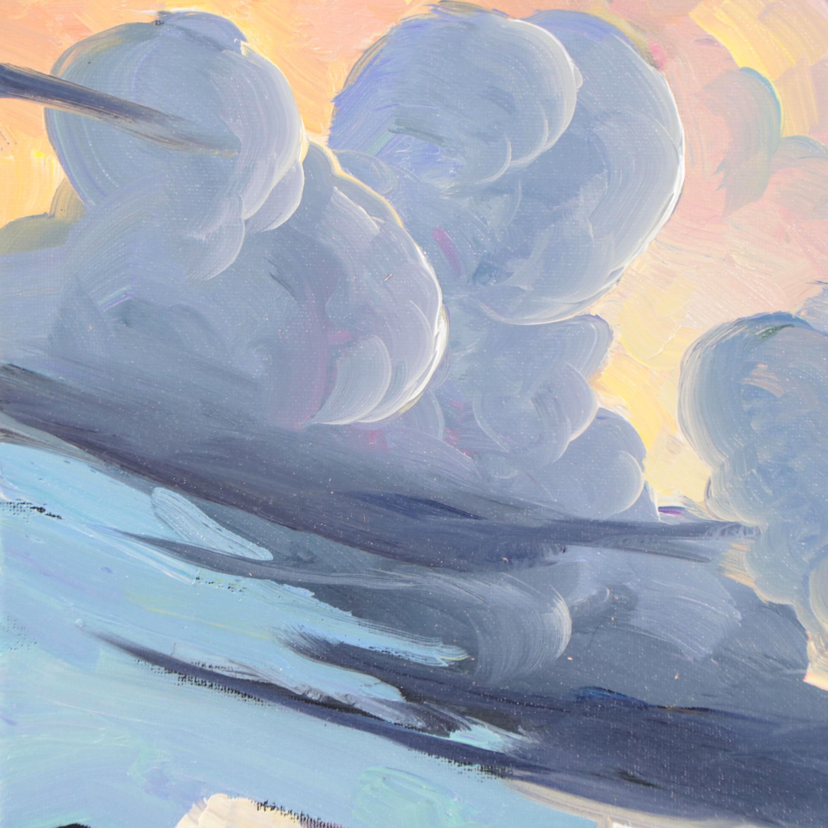 William Hawkins Landscape Oil Painting of Storm Clouds, 21st Century