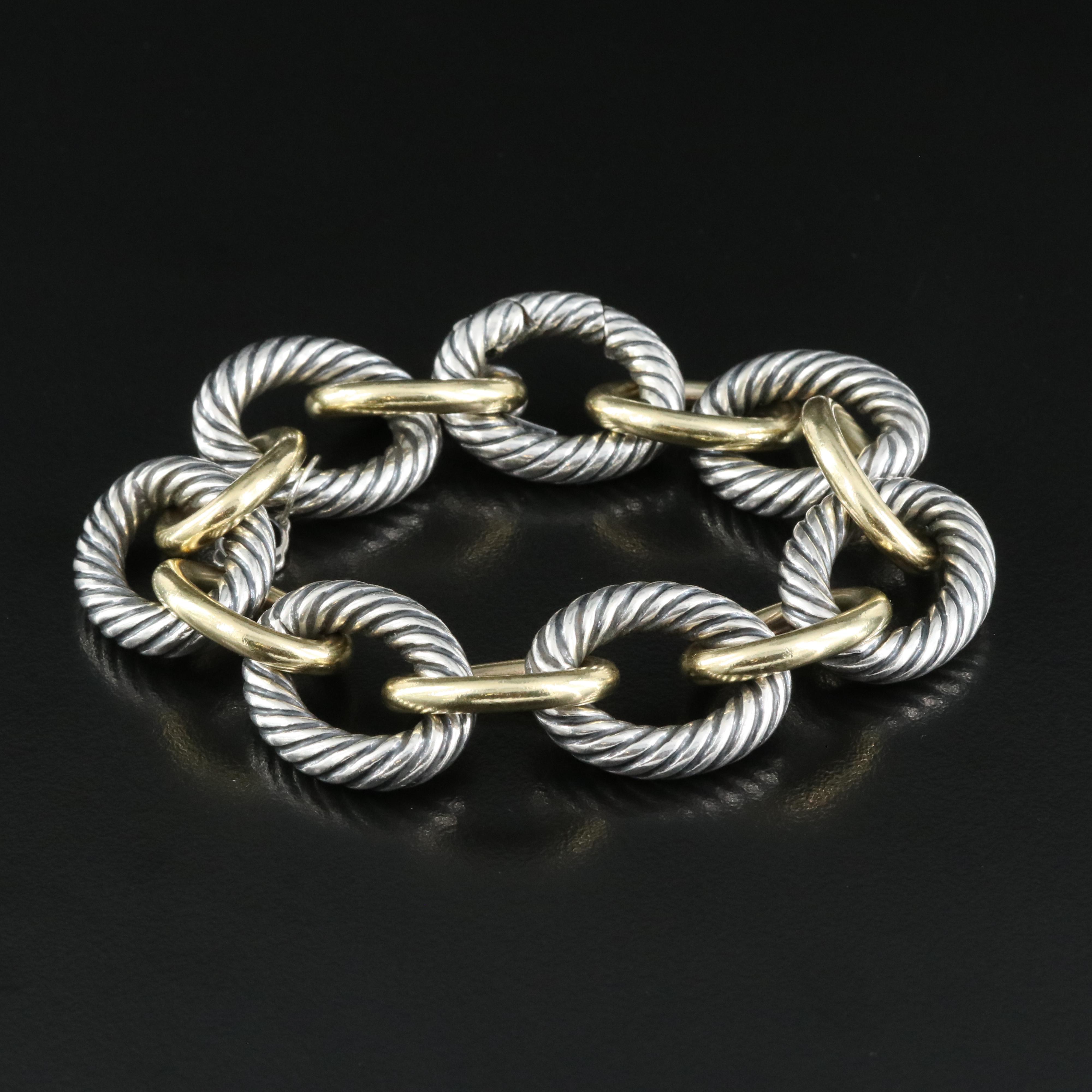 David Yurman "Chain" Extra Large Oval Link Bracelet with 18K Bonded Accents