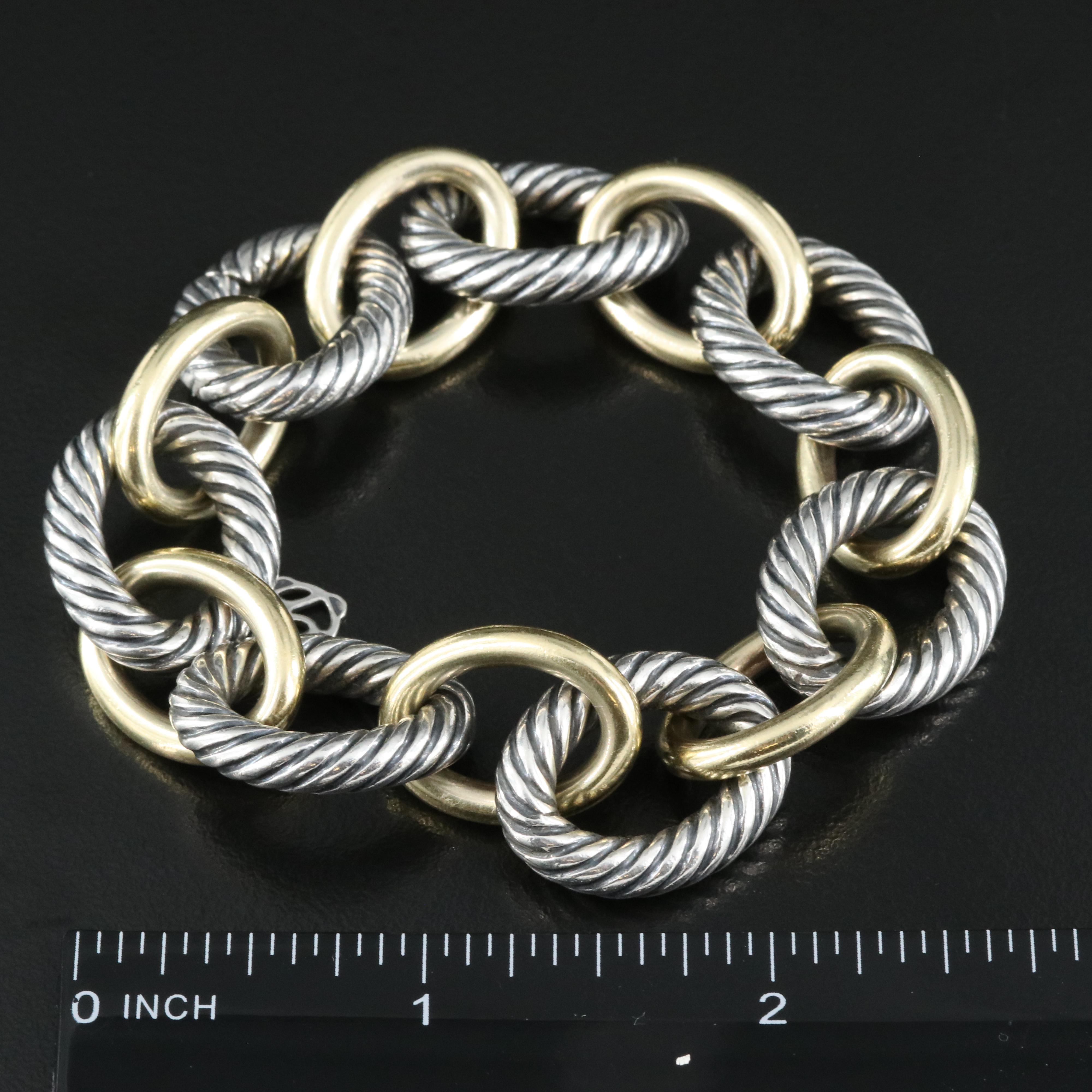 David Yurman "Chain" Extra Large Oval Link Bracelet with 18K Bonded Accents