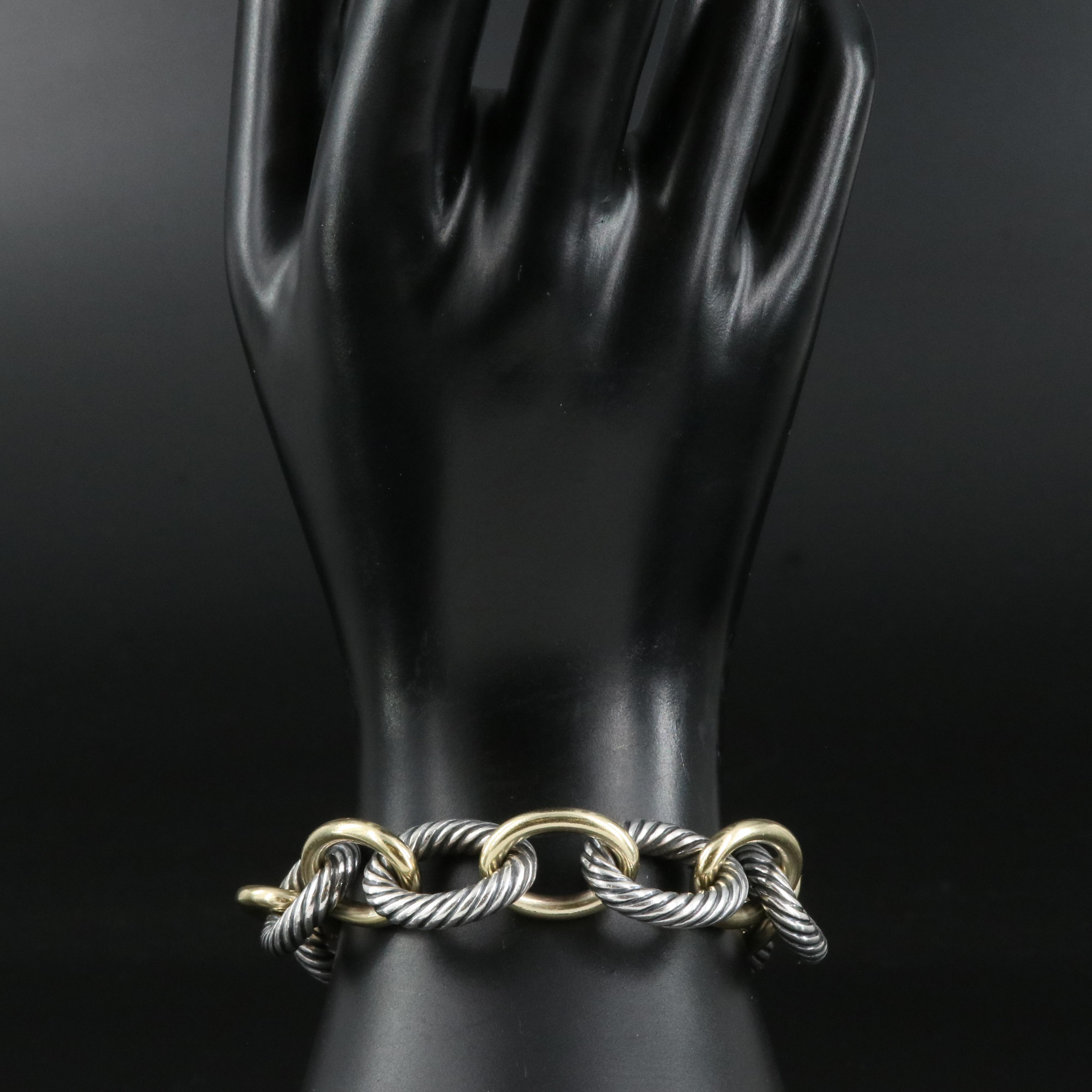 David Yurman "Chain" Extra Large Oval Link Bracelet with 18K Bonded Accents