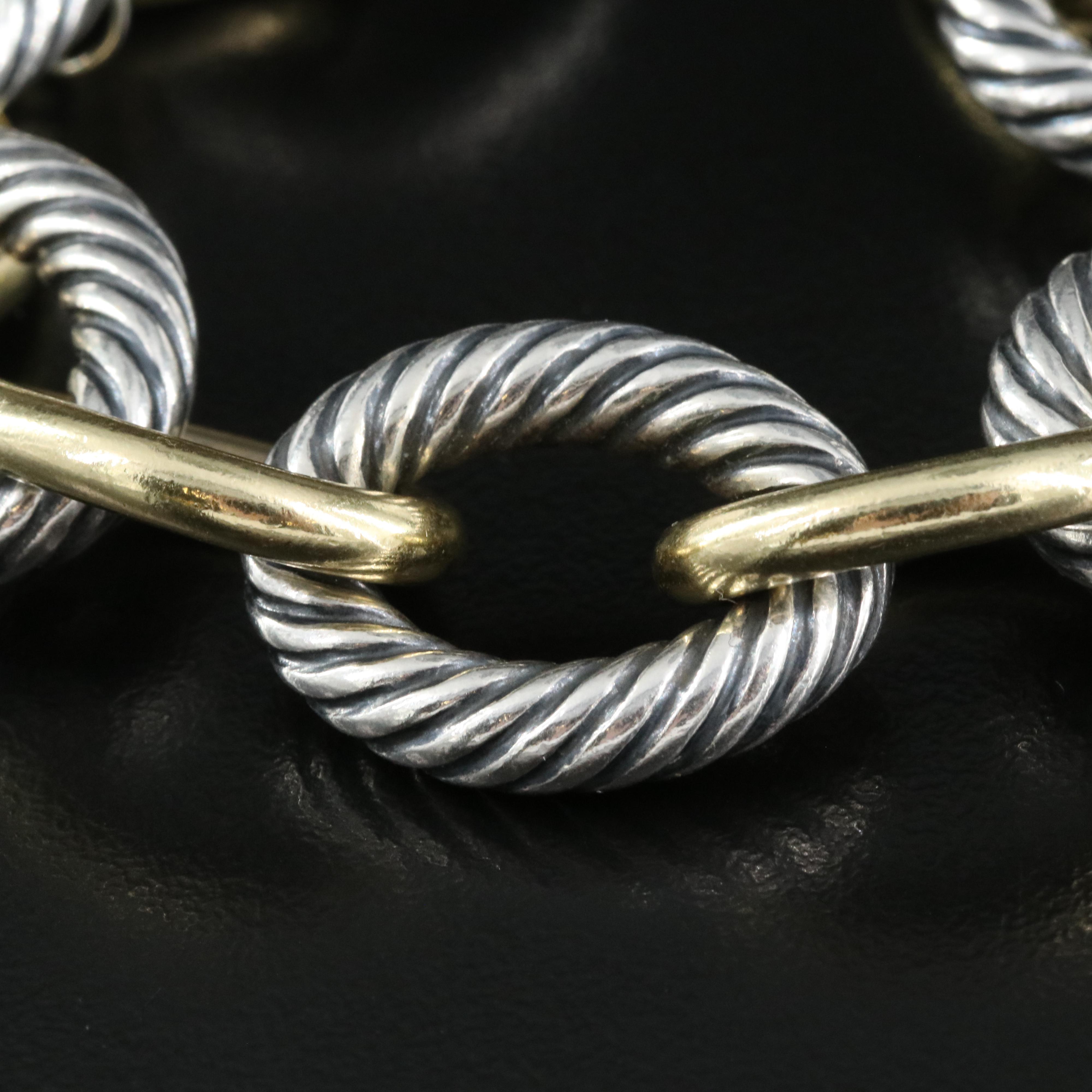 David Yurman "Chain" Extra Large Oval Link Bracelet with 18K Bonded Accents
