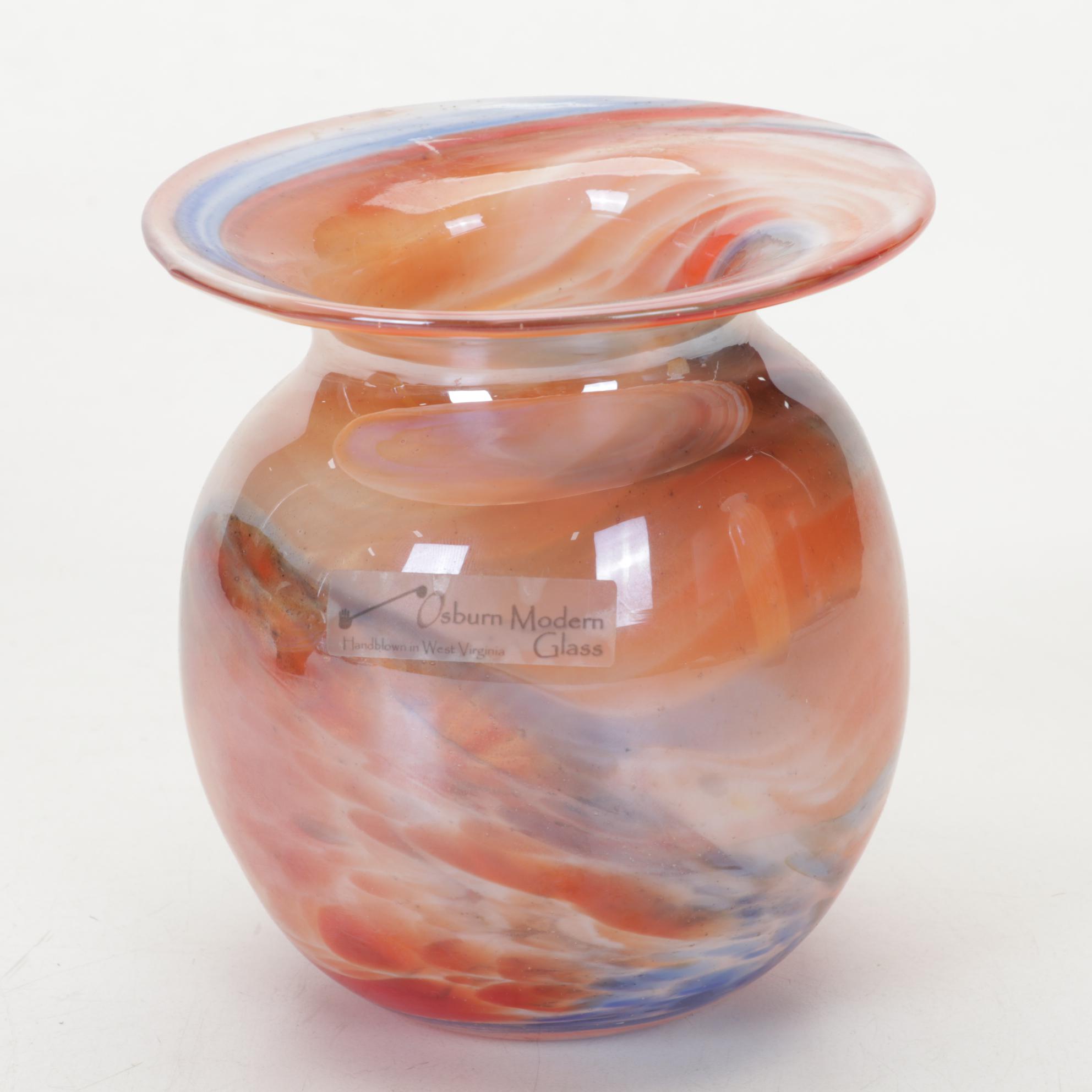 Osburn Modern Glass Handblown Art Glass Vases