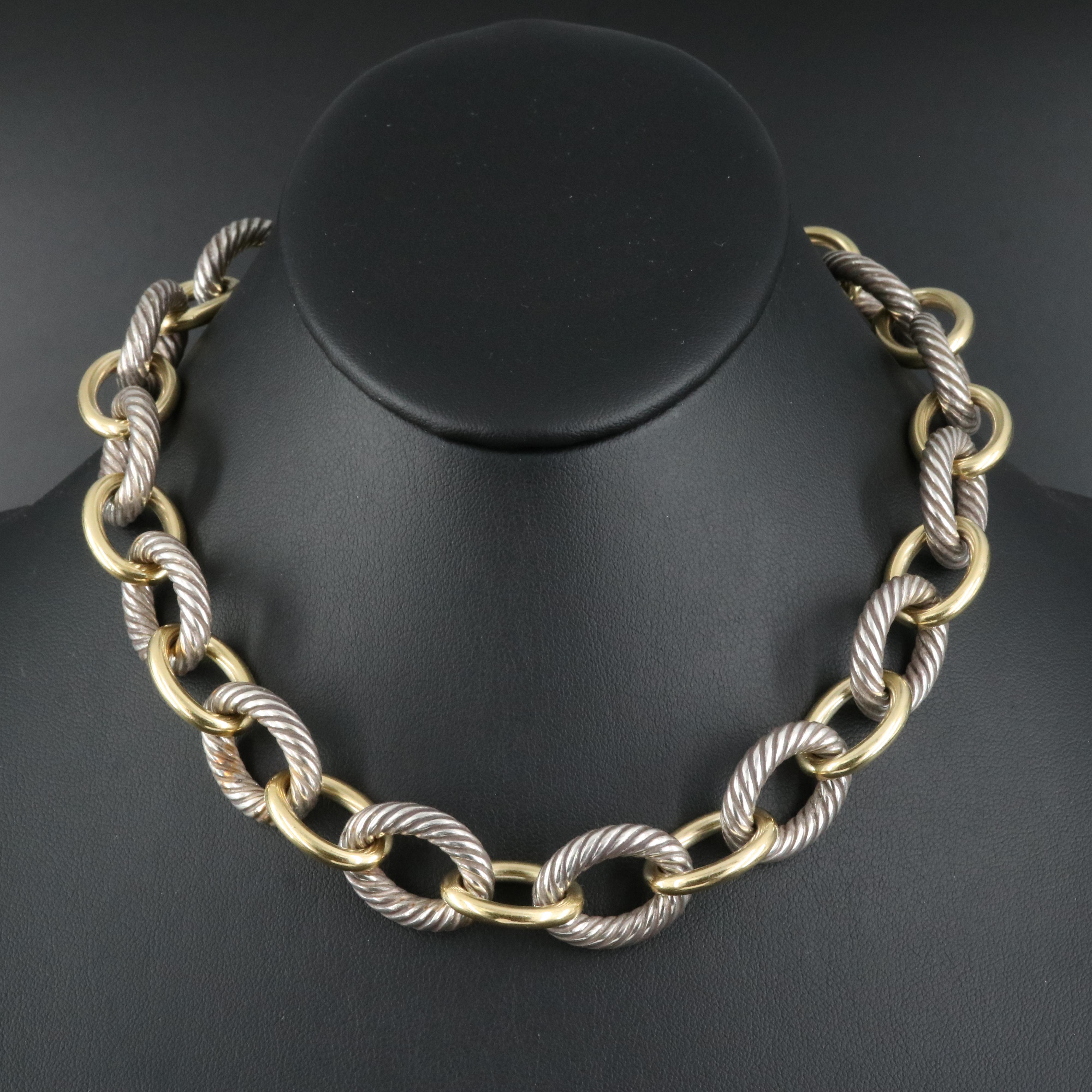 David Yurman "Chain" Extra Long Oval Link Necklace with 18K Bonded Accents