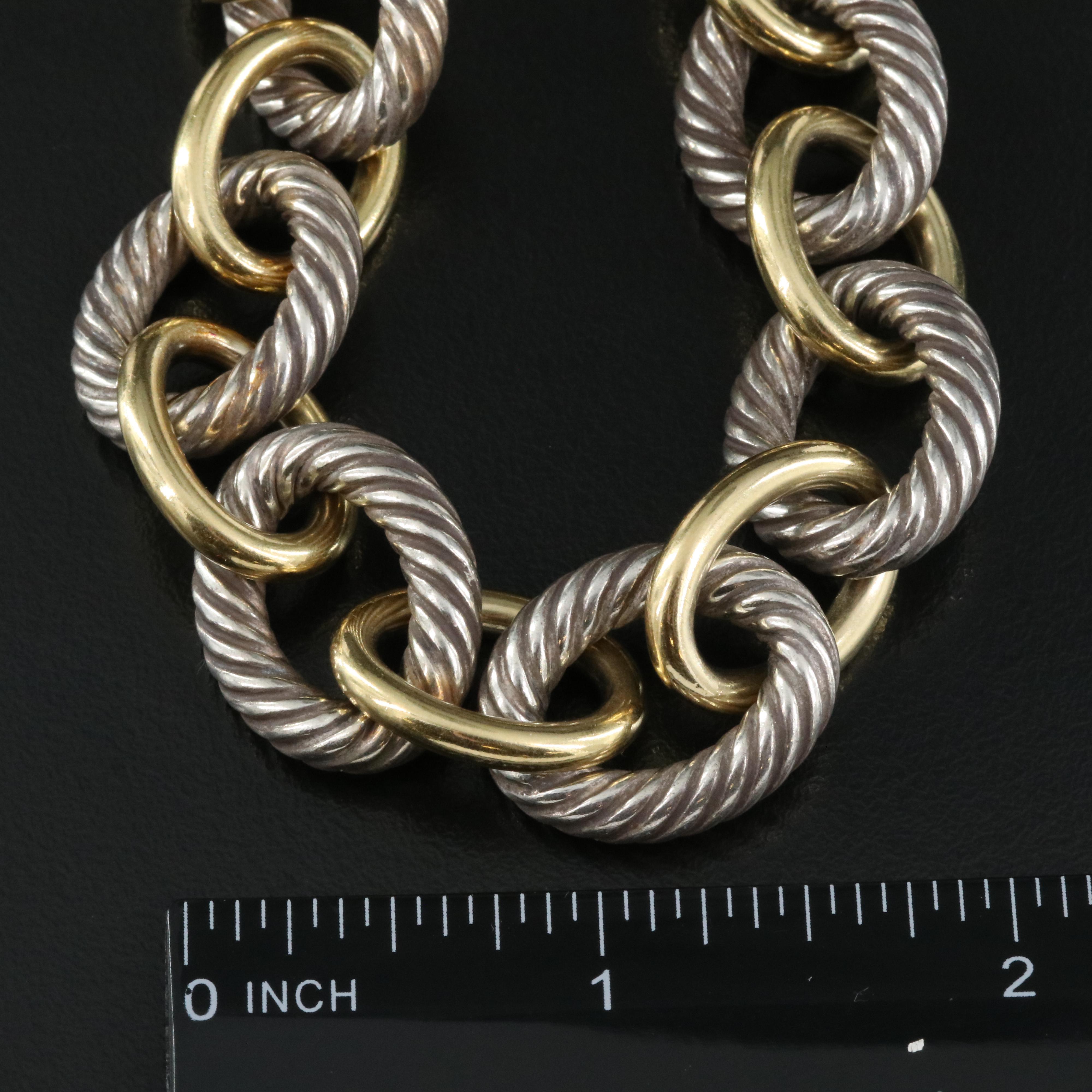 David Yurman "Chain" Extra Long Oval Link Necklace with 18K Bonded Accents