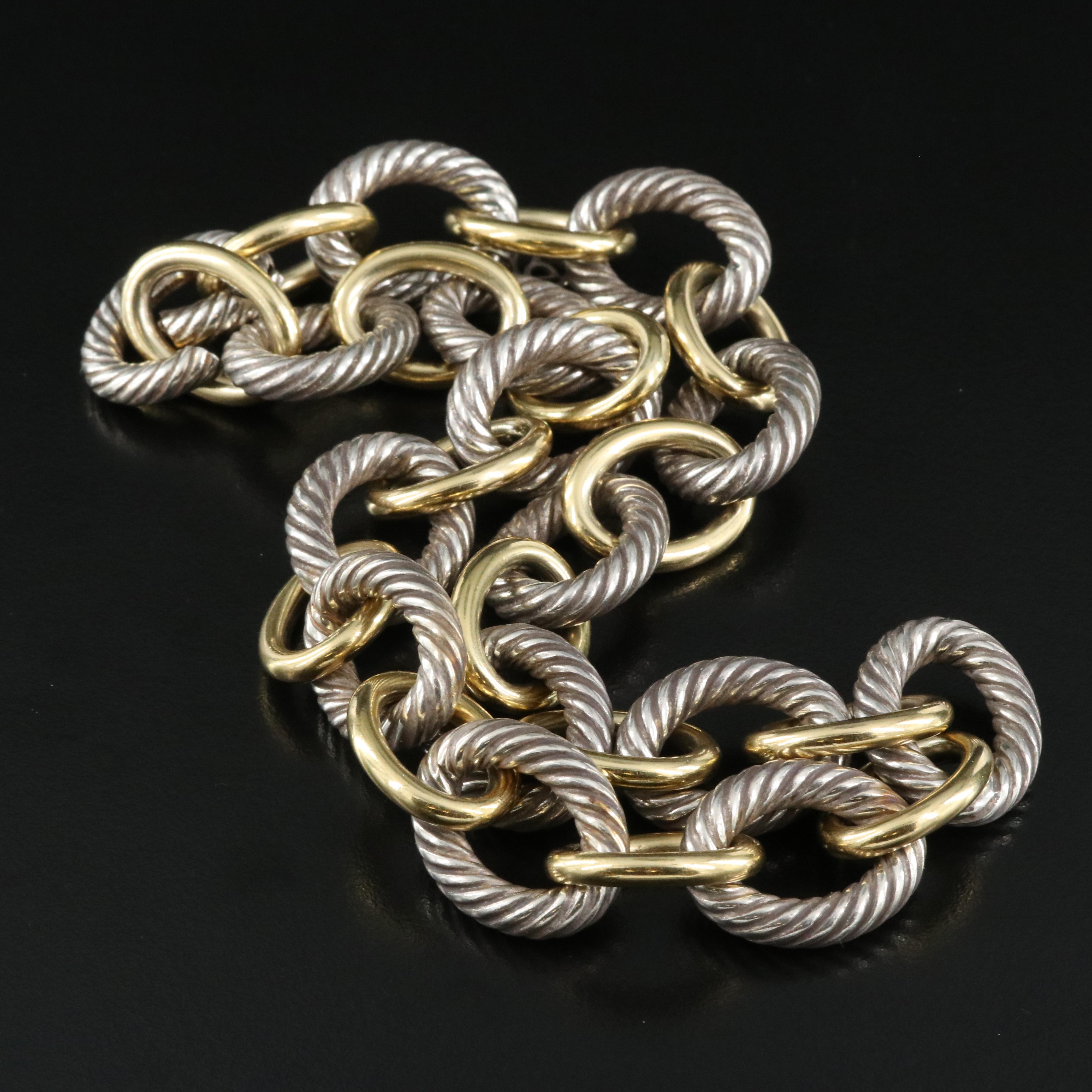 David Yurman "Chain" Extra Long Oval Link Necklace with 18K Bonded Accents