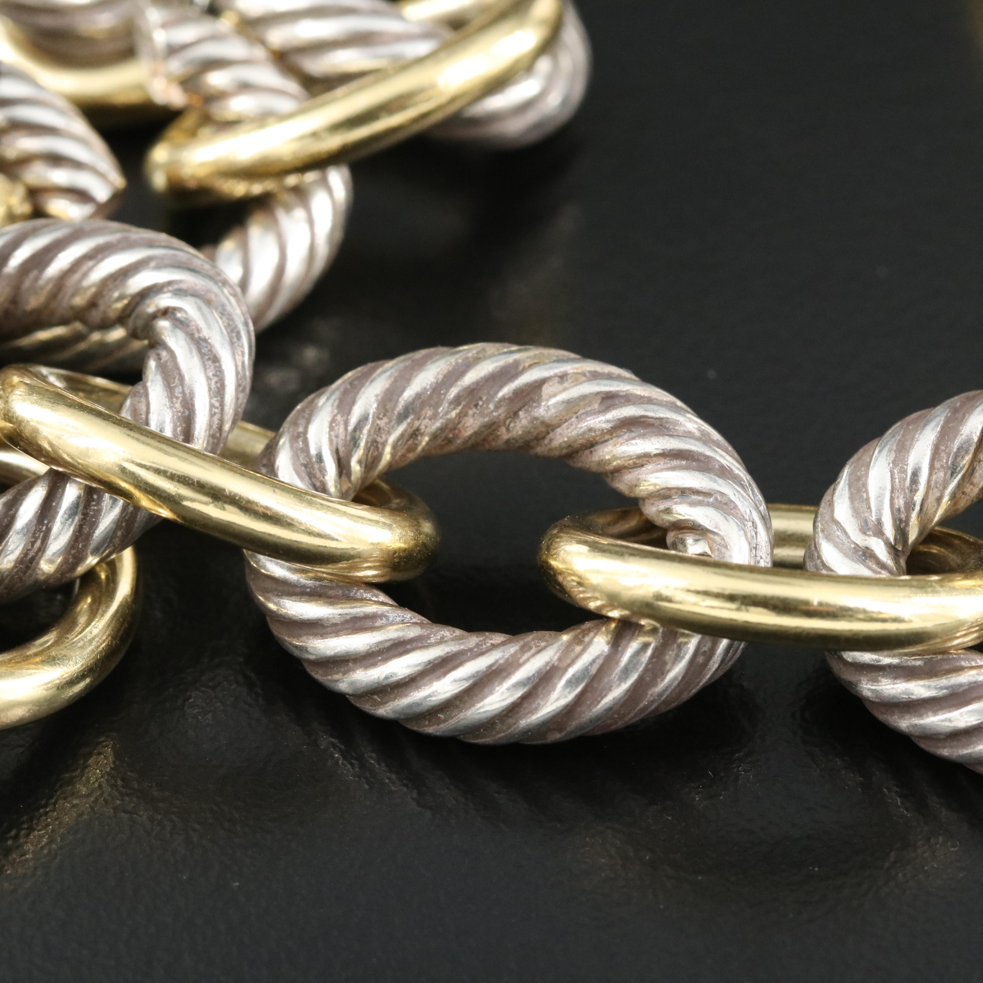 David Yurman "Chain" Extra Long Oval Link Necklace with 18K Bonded Accents