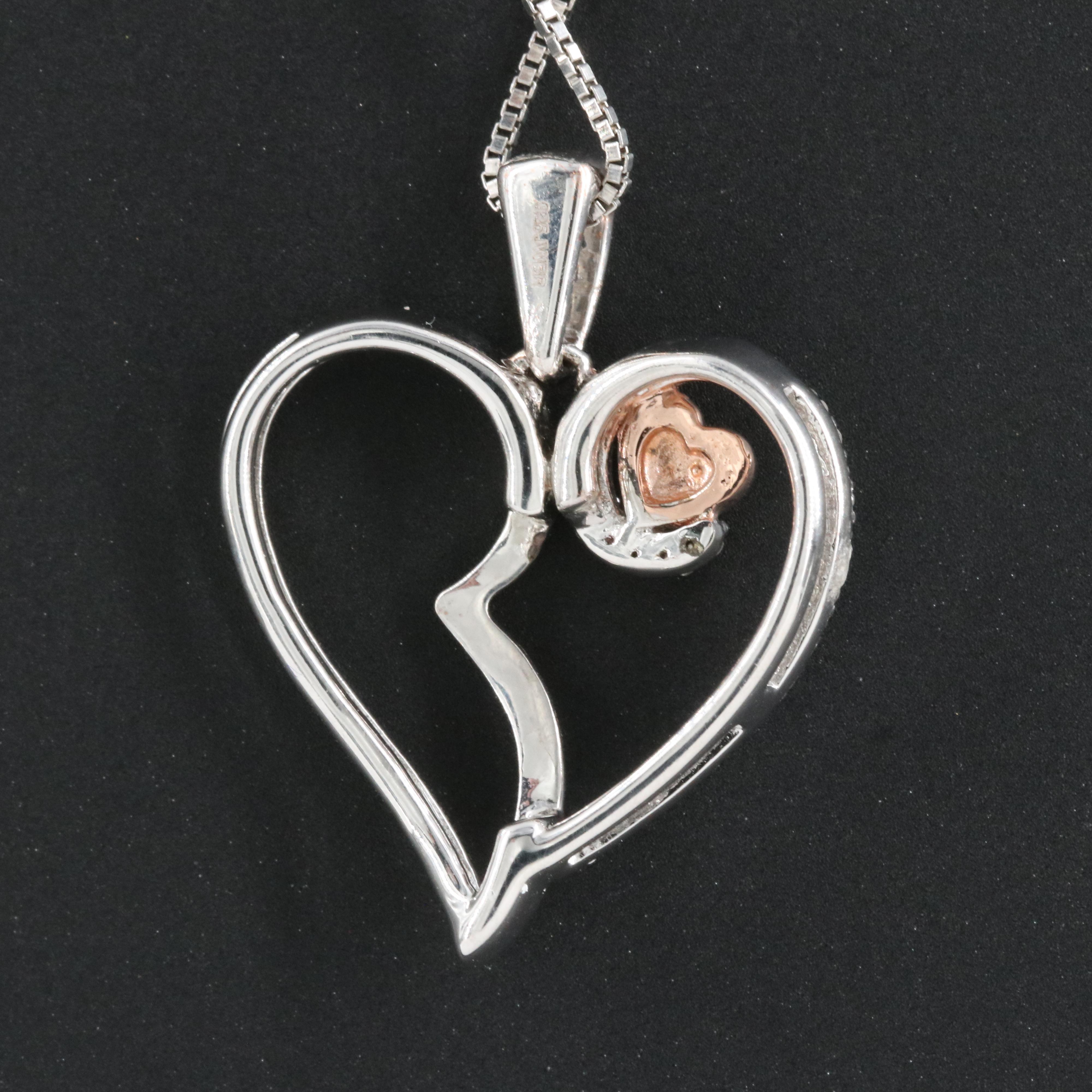 Sterling Diamond Heart Pendant Necklace
