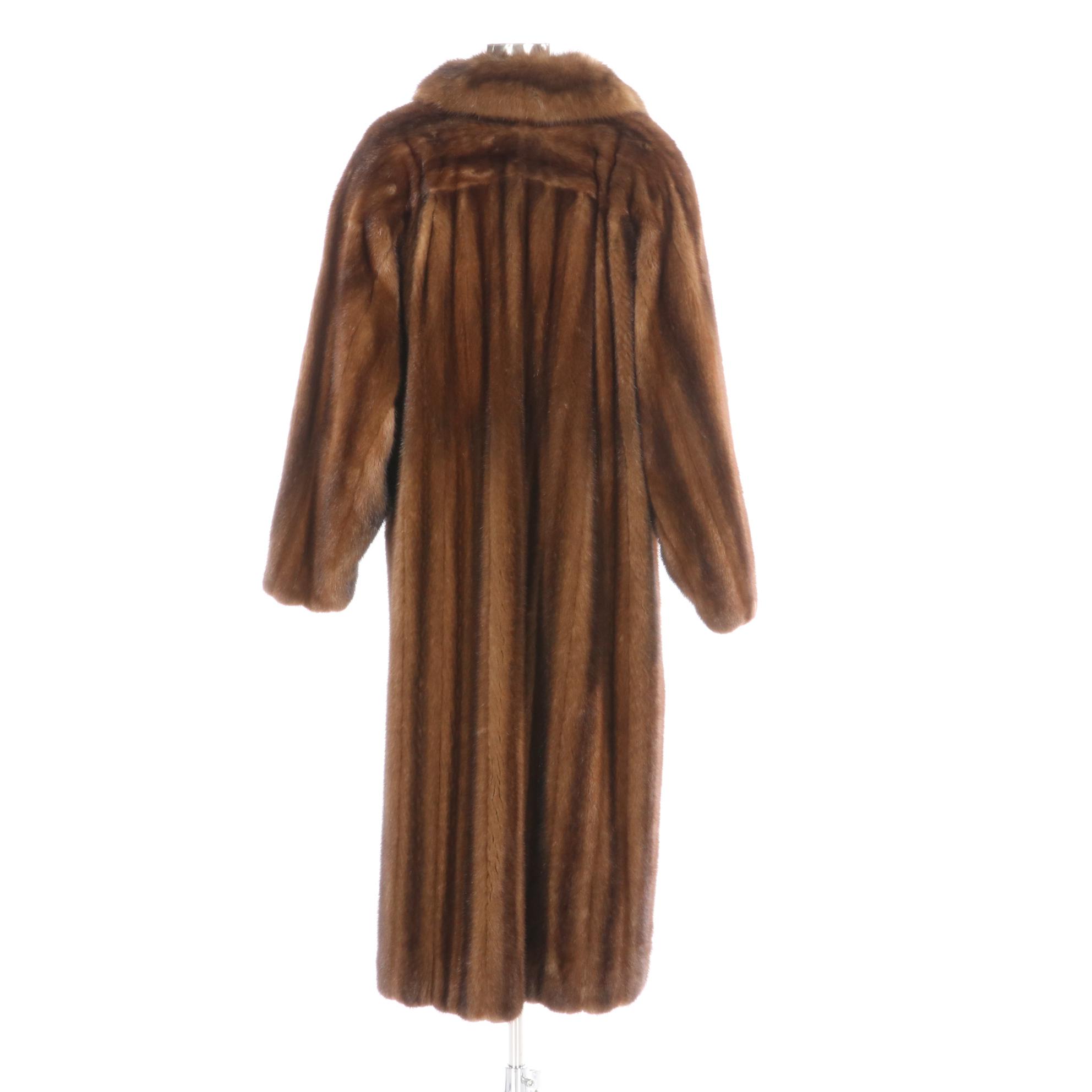 Mink Fur Full-Length Coat with Sable Fur Collar from John Ross Originals