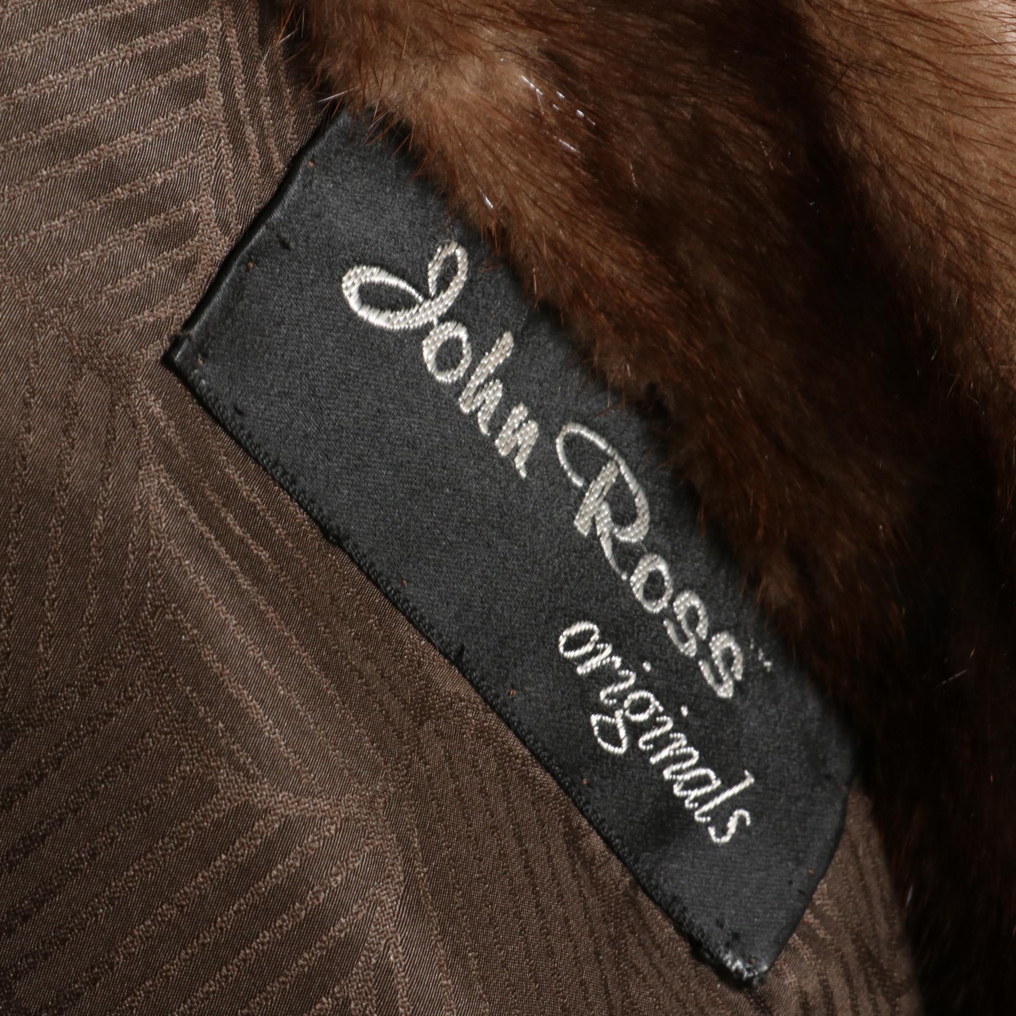 Mink Fur Full-Length Coat with Sable Fur Collar from John Ross Originals