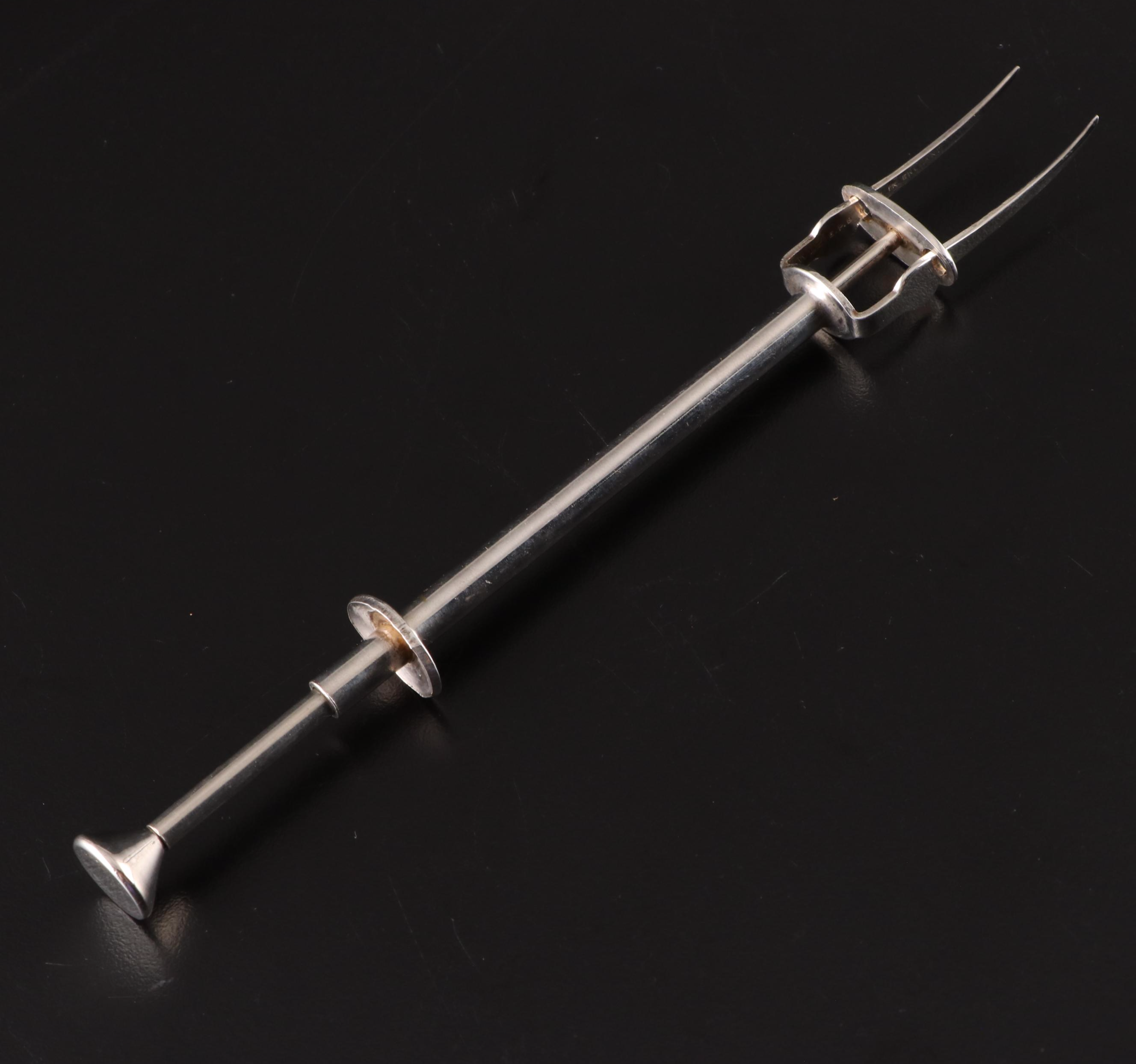 Gorham Sterling Silver Double Jigger with English Silver Plate Olive Fork