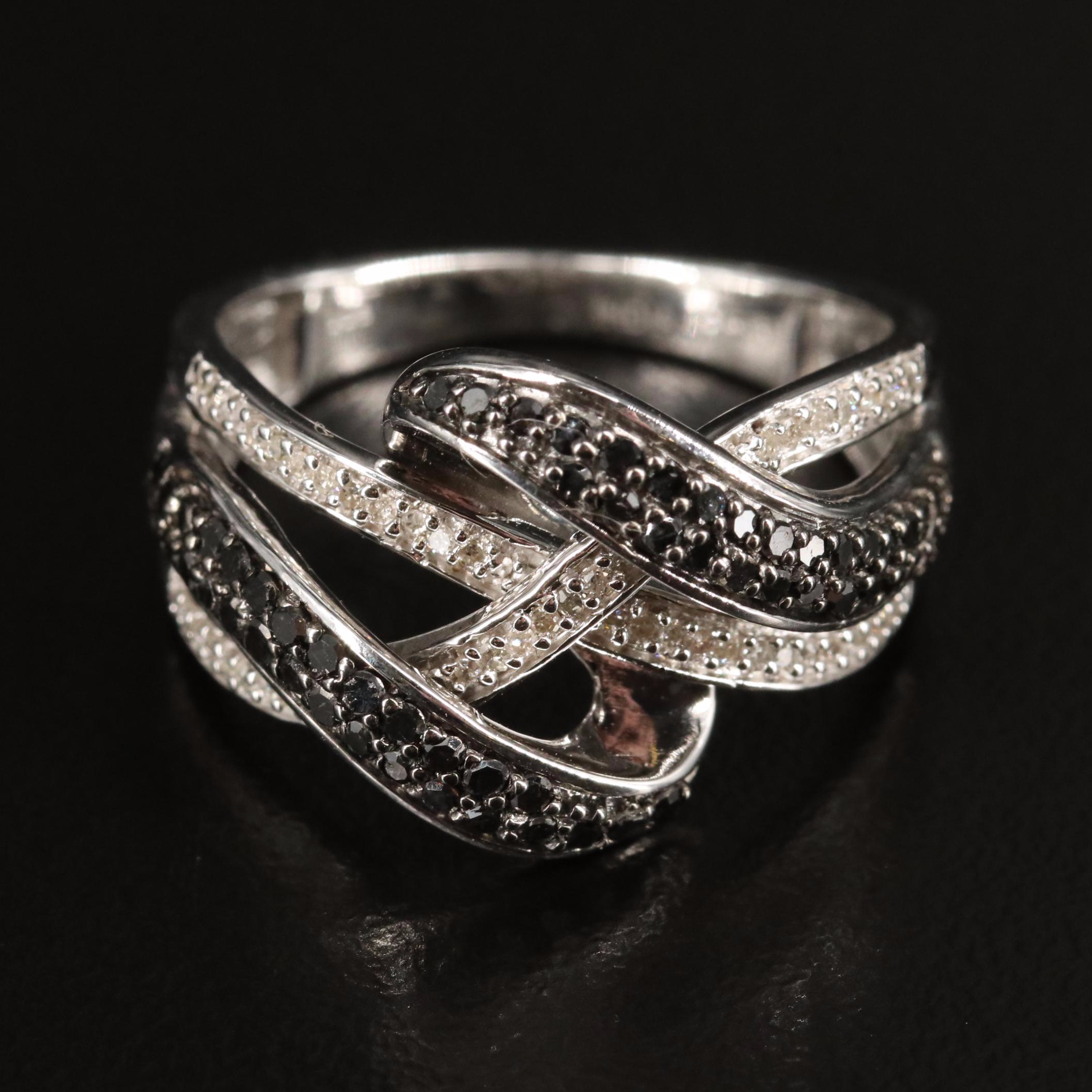 Sterling Diamond Crossover Ring