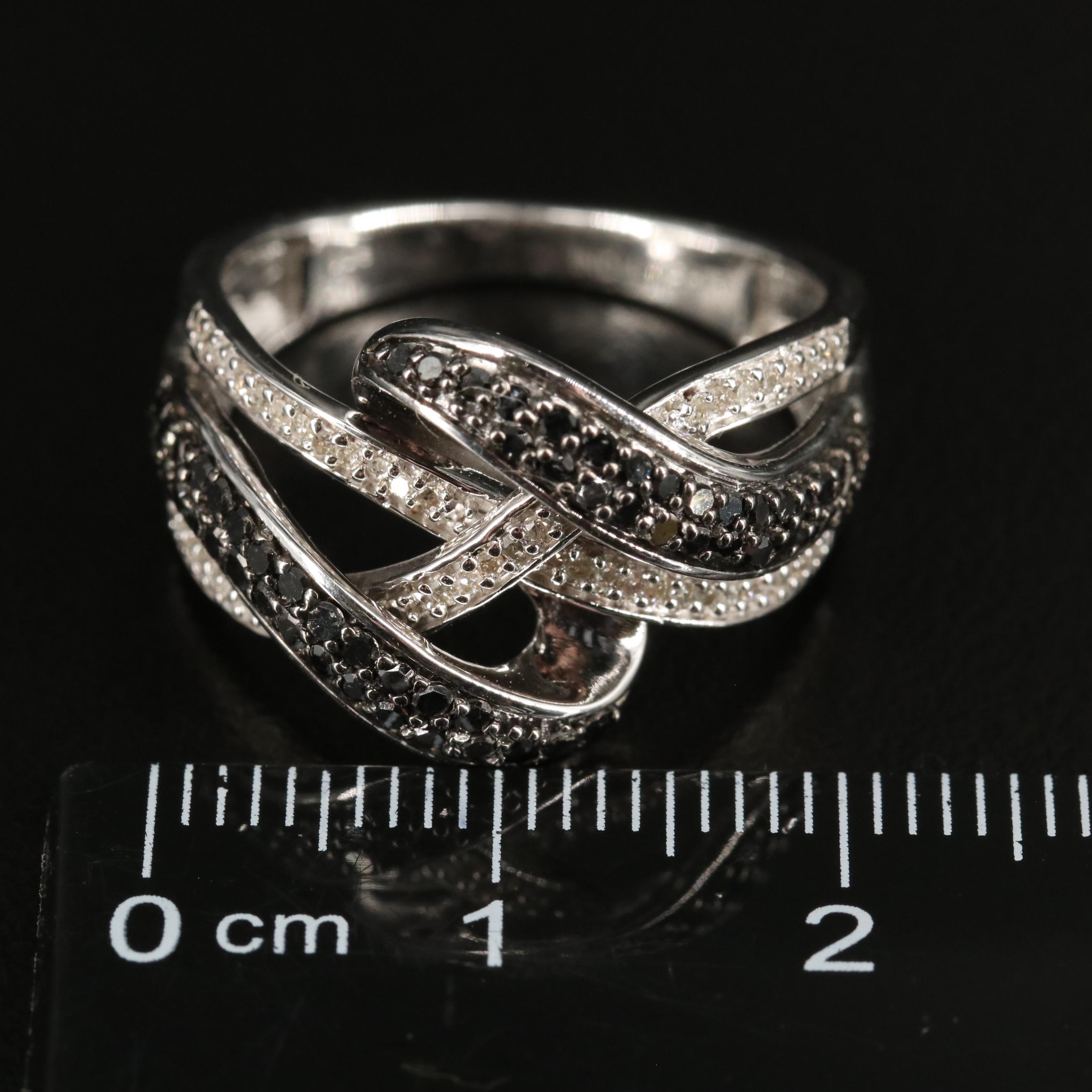 Sterling Diamond Crossover Ring