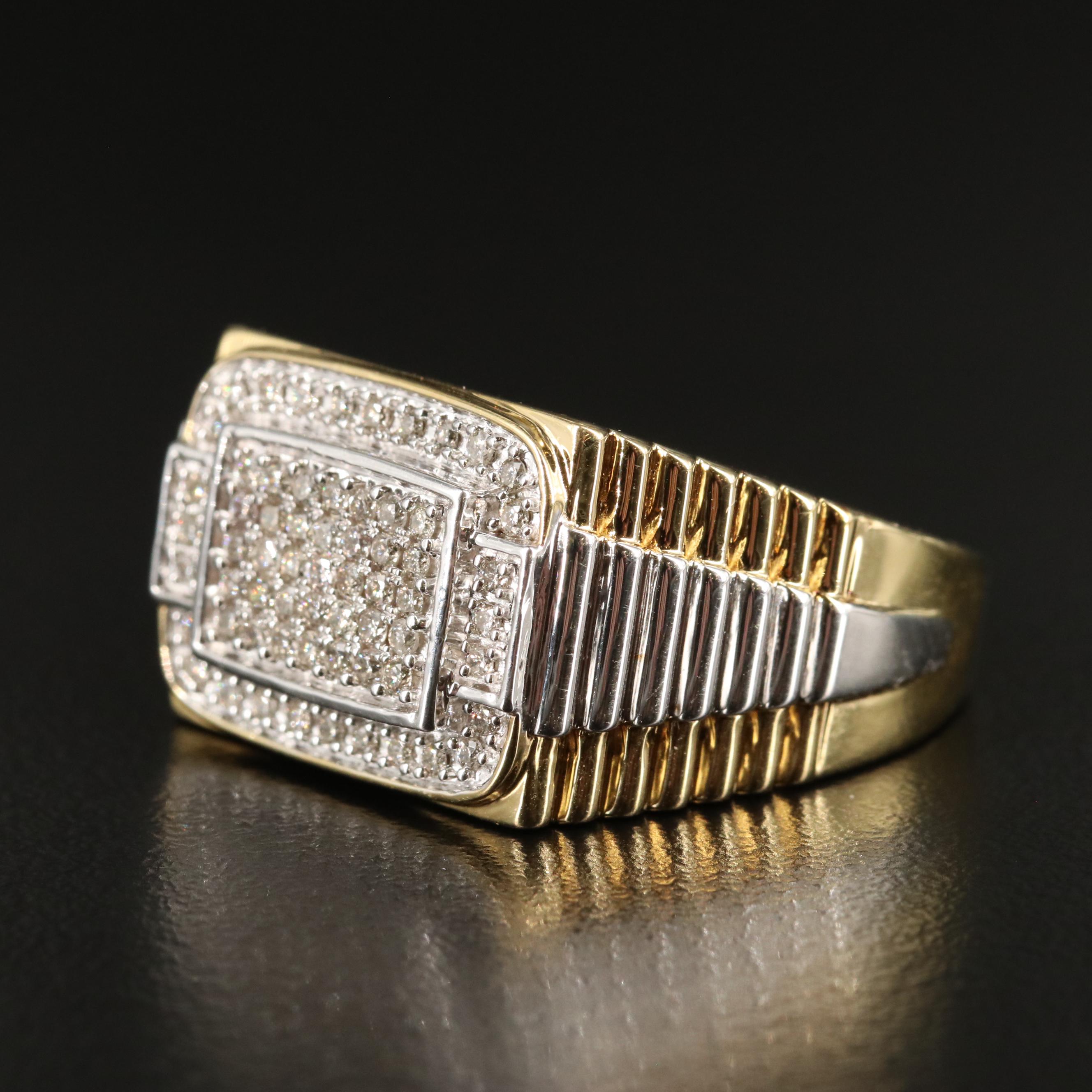 Sterling Diamond Block Ring
