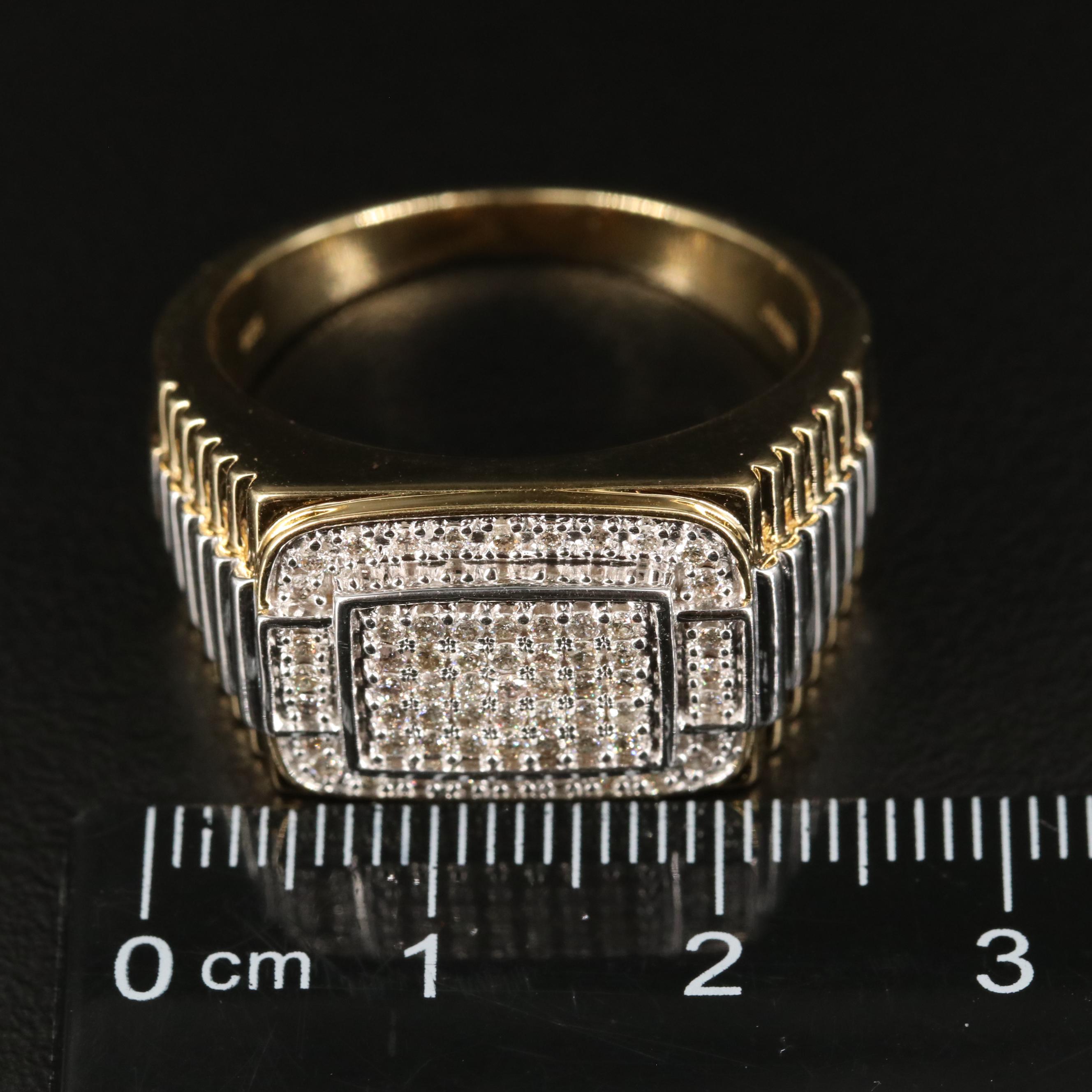 Sterling Diamond Block Ring