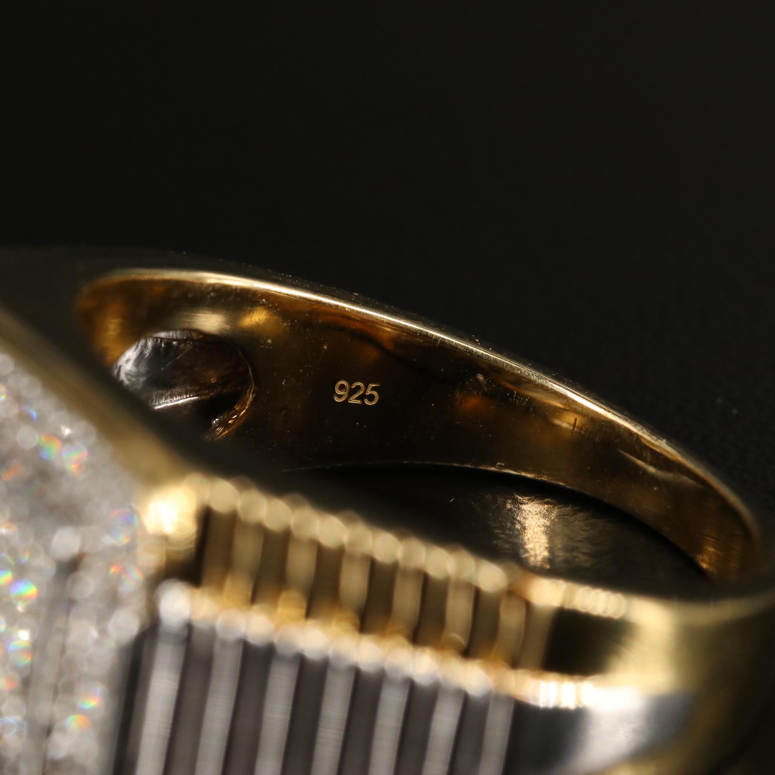 Sterling Diamond Block Ring