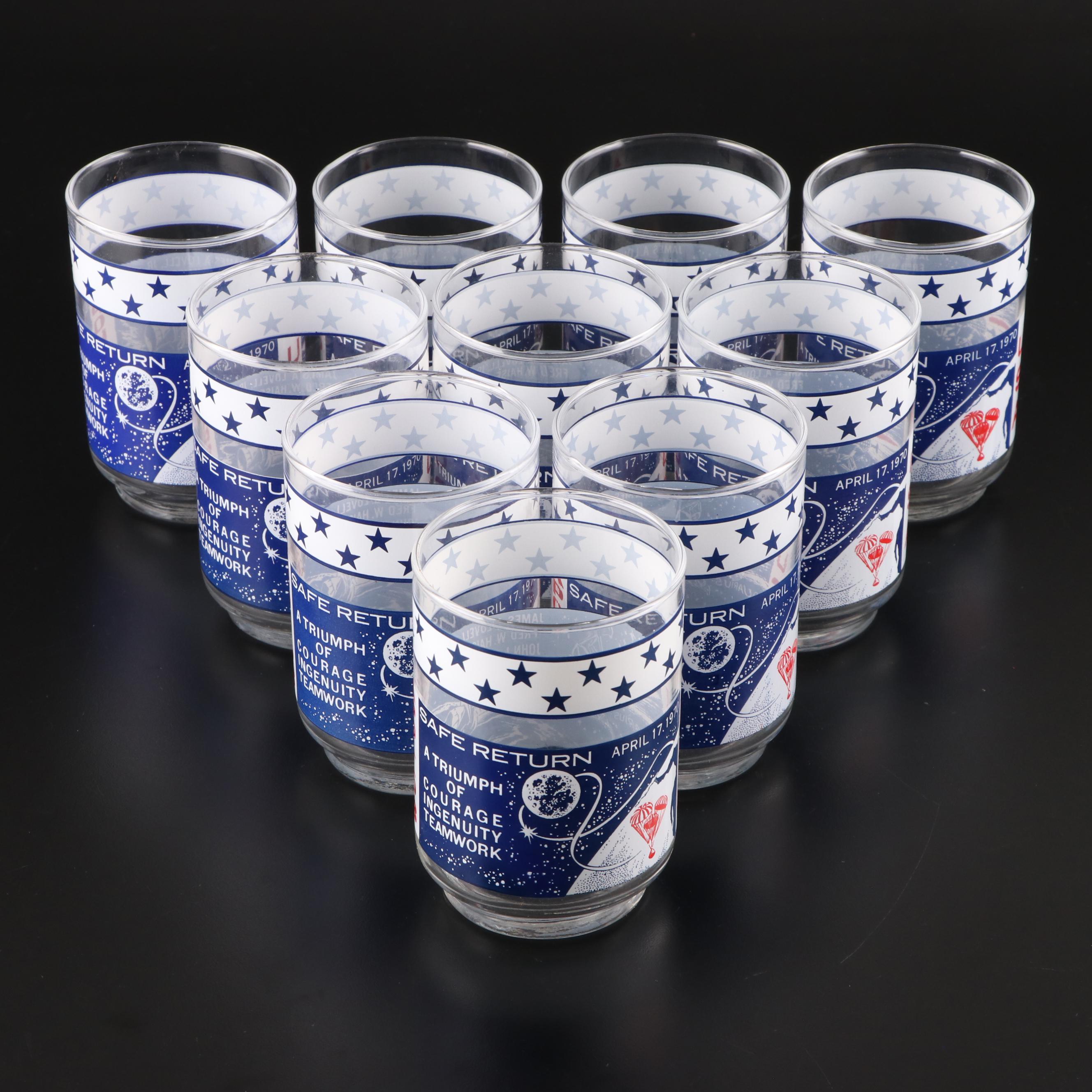 Libbey Apollo 12 and Apollo 13 Commemorative Highball Glasses