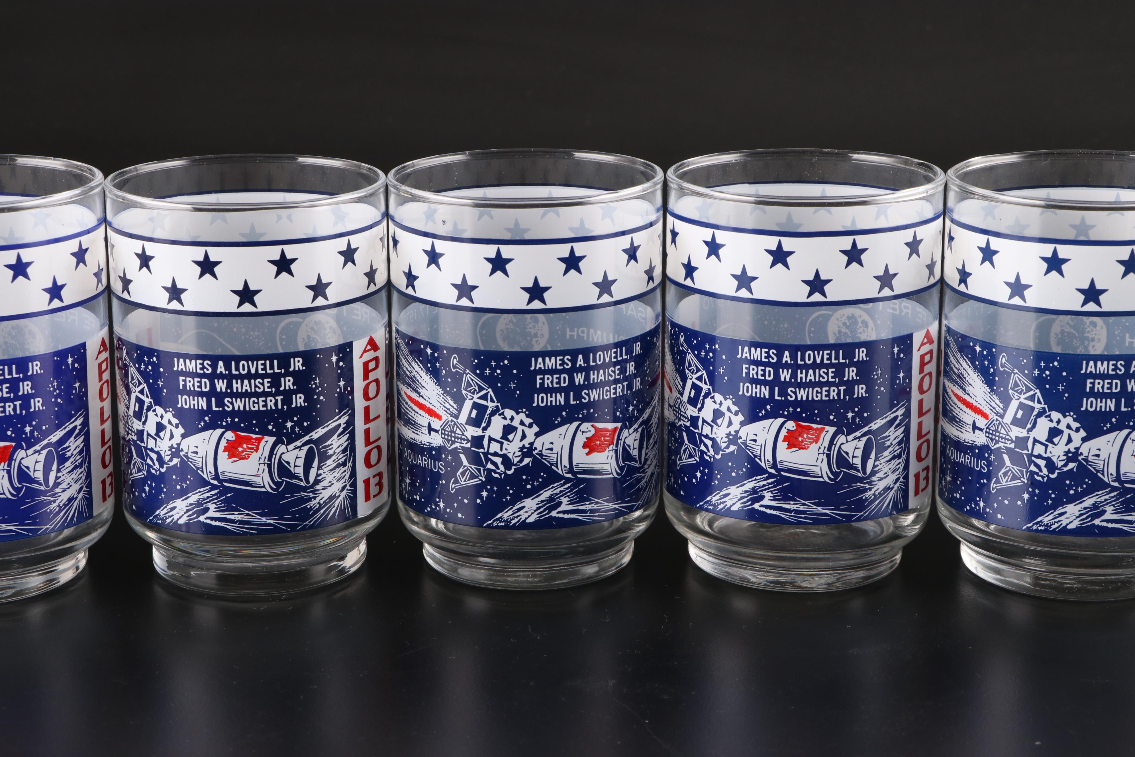 Libbey Apollo 12 and Apollo 13 Commemorative Highball Glasses
