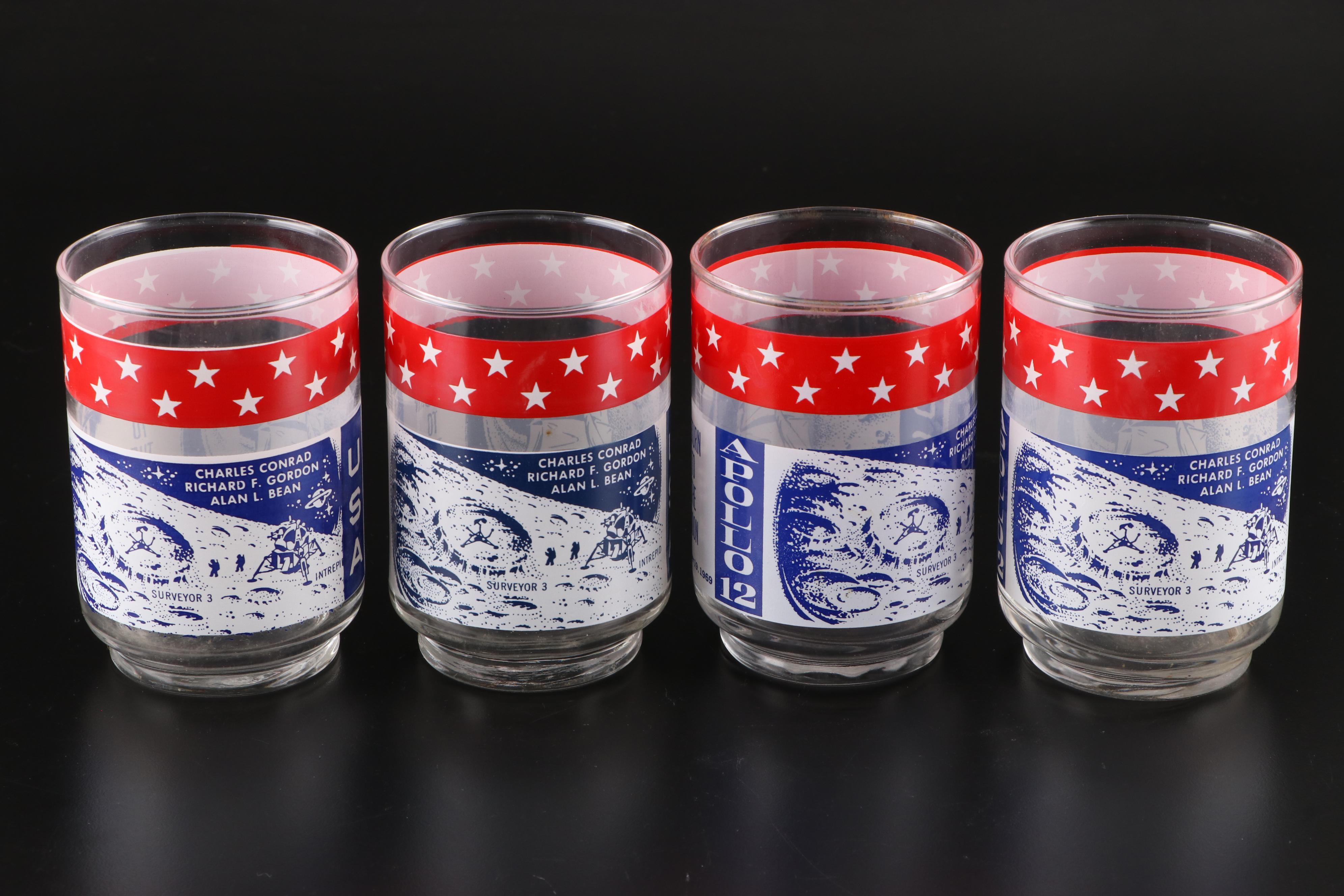 Libbey Apollo 12 and Apollo 13 Commemorative Highball Glasses