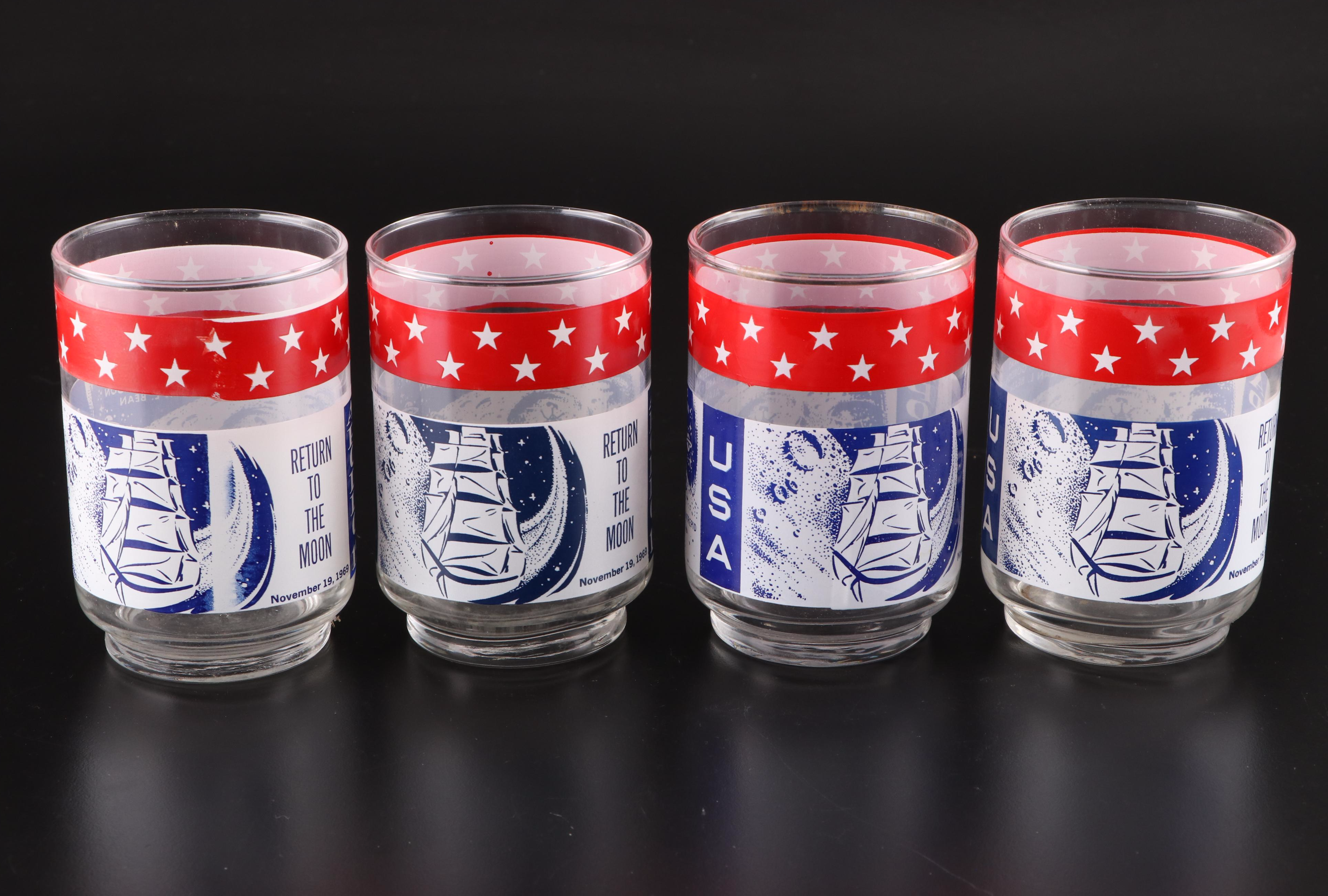 Libbey Apollo 12 and Apollo 13 Commemorative Highball Glasses