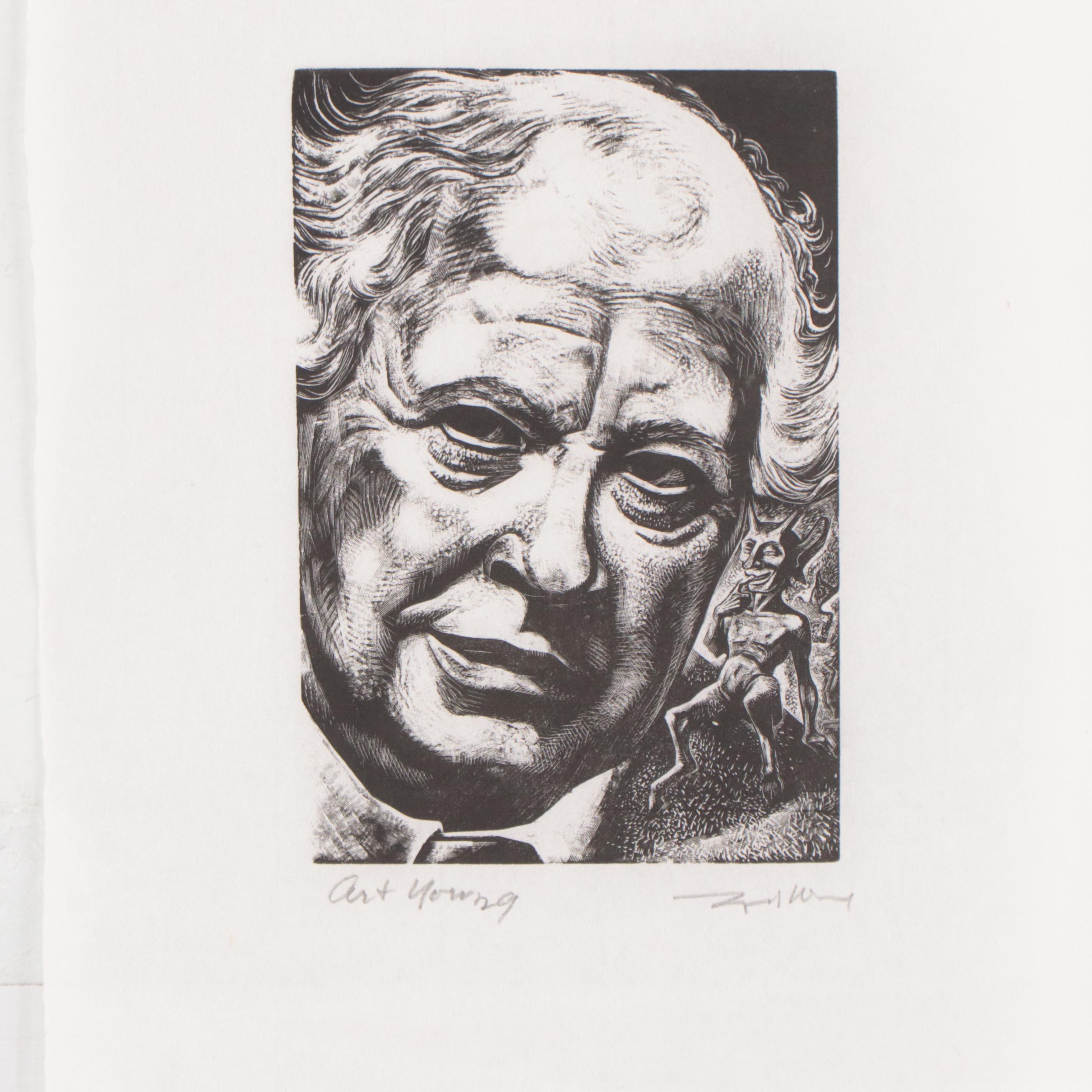 Lynd Ward Wood Portrait Engraving "Art Young," 1941