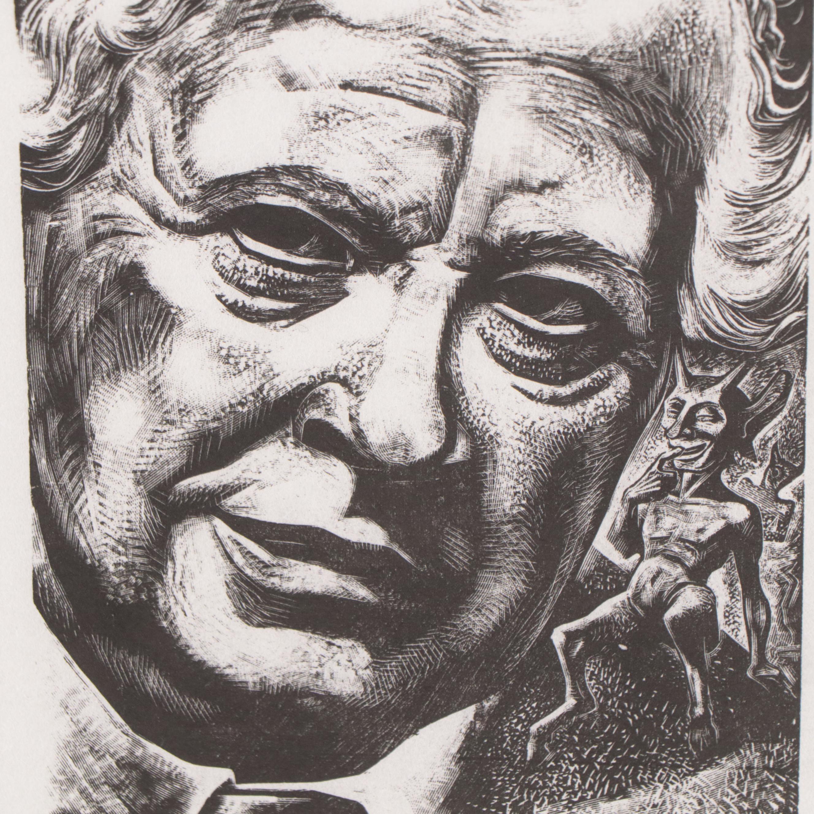 Lynd Ward Wood Portrait Engraving "Art Young," 1941