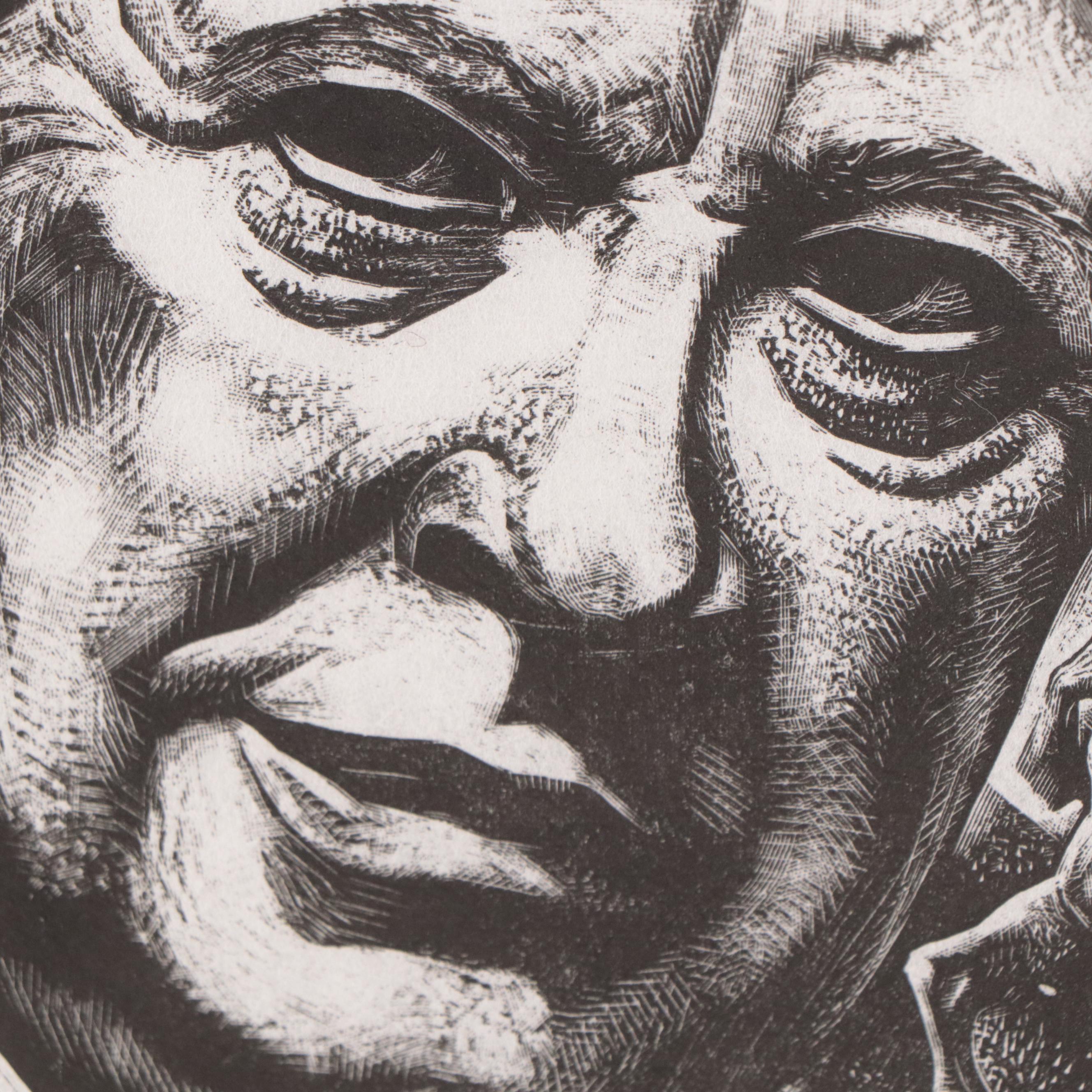 Lynd Ward Wood Portrait Engraving "Art Young," 1941