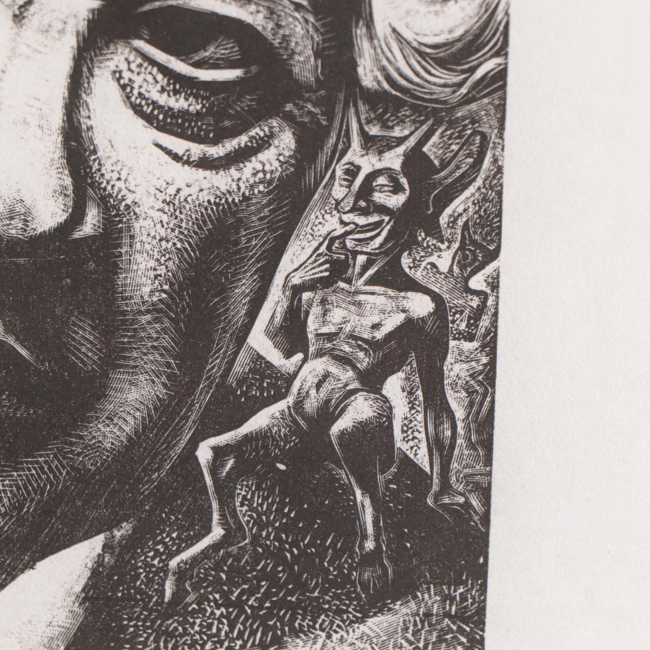 Lynd Ward Wood Portrait Engraving "Art Young," 1941