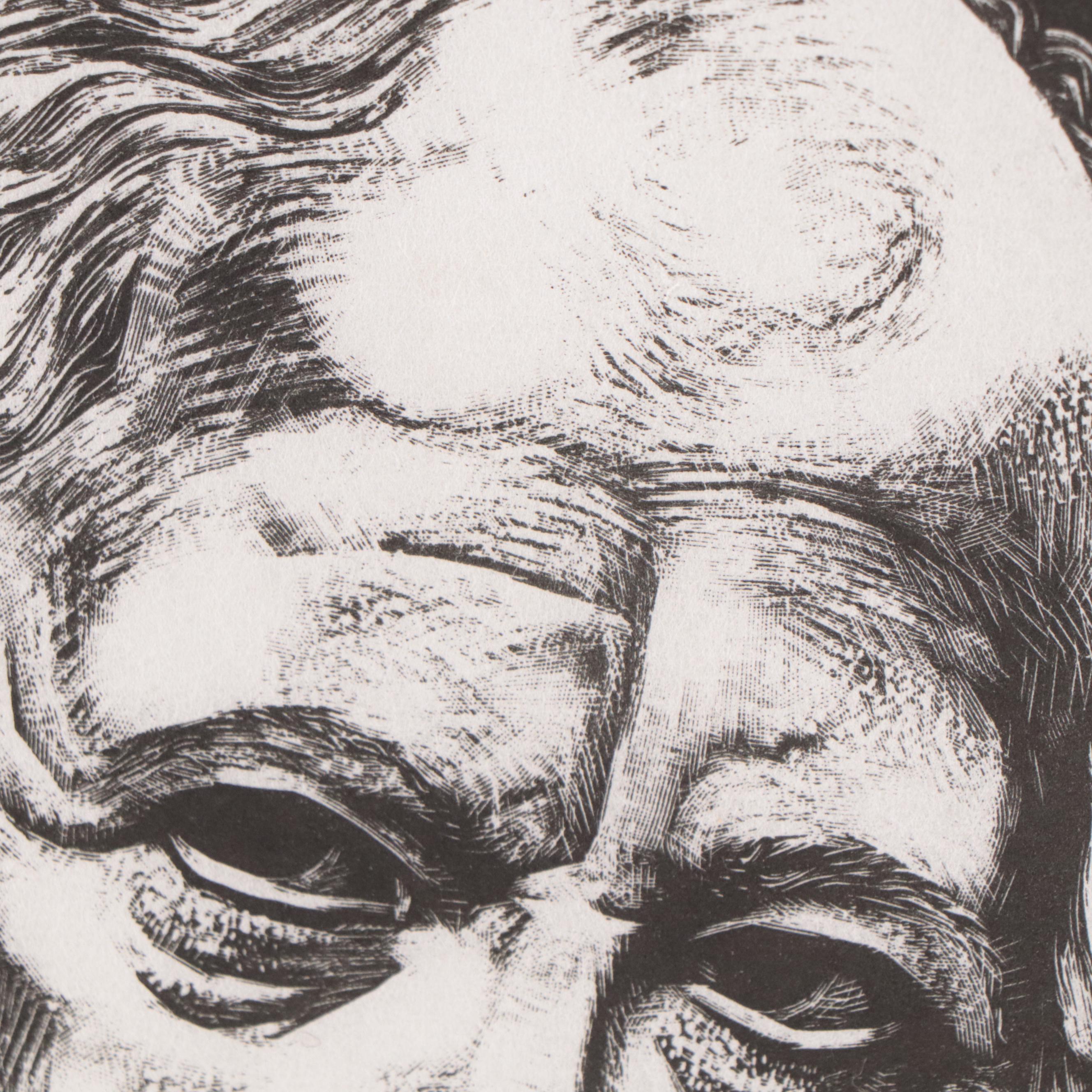 Lynd Ward Wood Portrait Engraving "Art Young," 1941