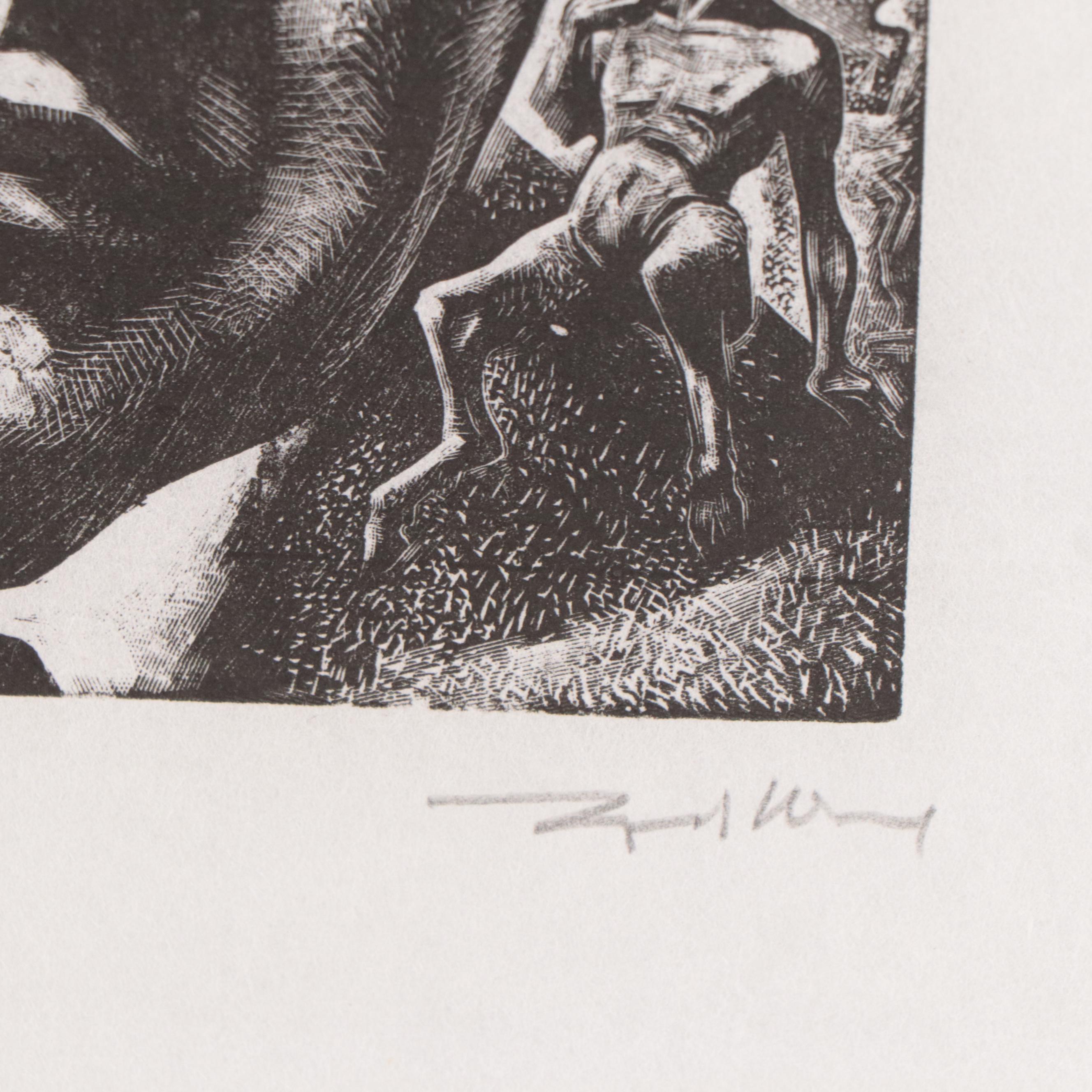 Lynd Ward Wood Portrait Engraving "Art Young," 1941