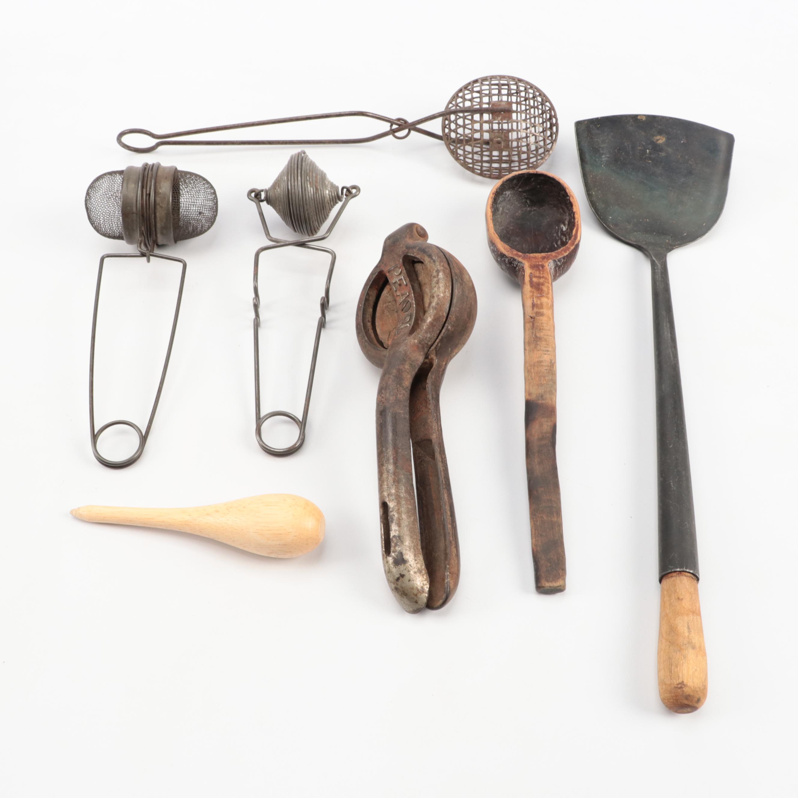 Tin Oil Lantern and Spice Box, Spice Jars with Tools and More