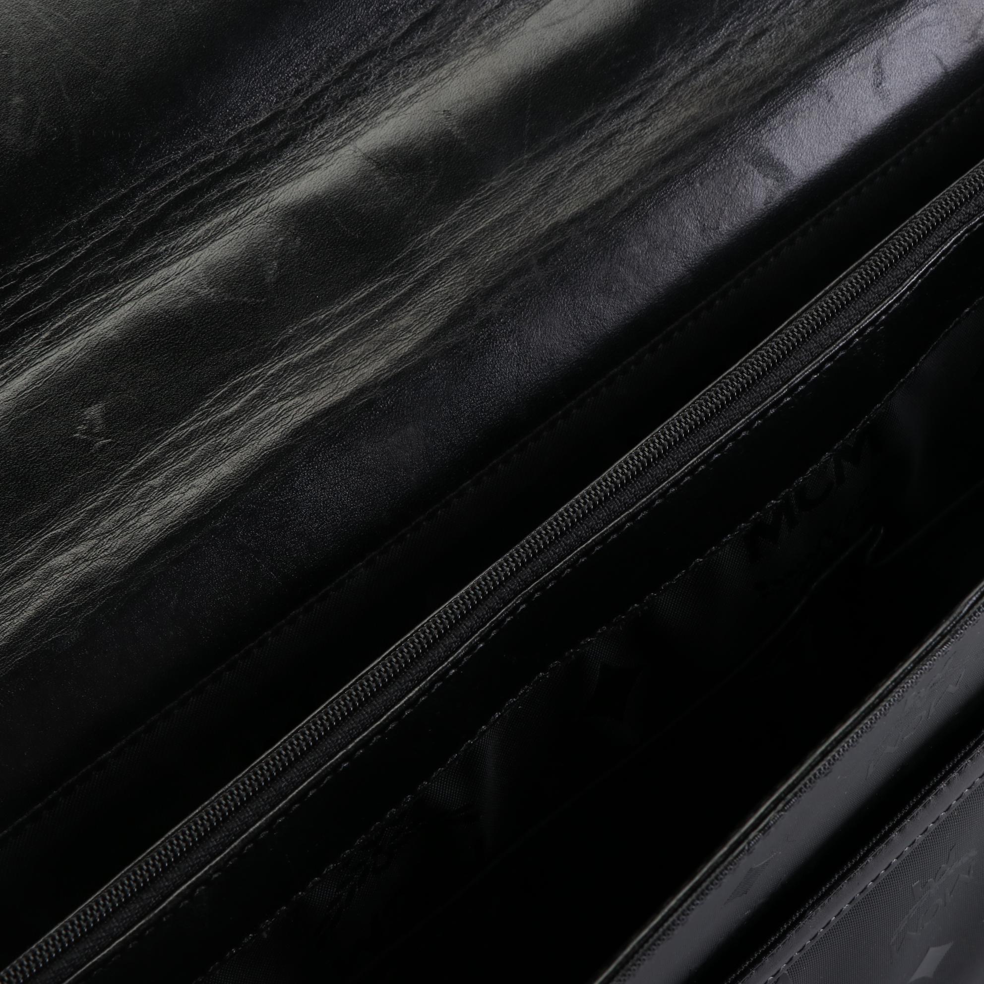 MCM München Briefcase in Black Viseto PVC and Leather