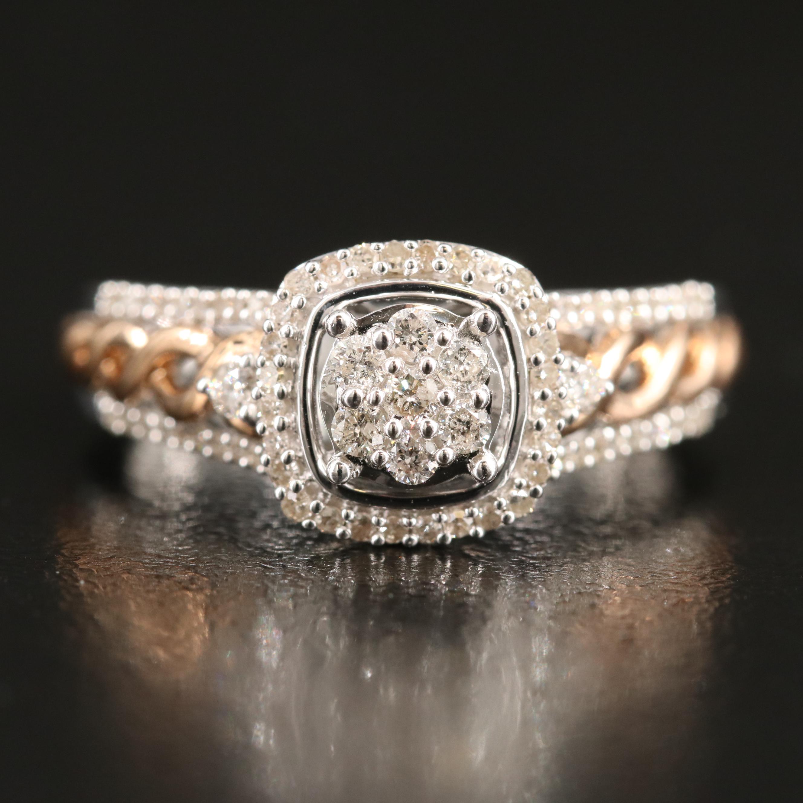 Sterling Diamond Cluster Ring