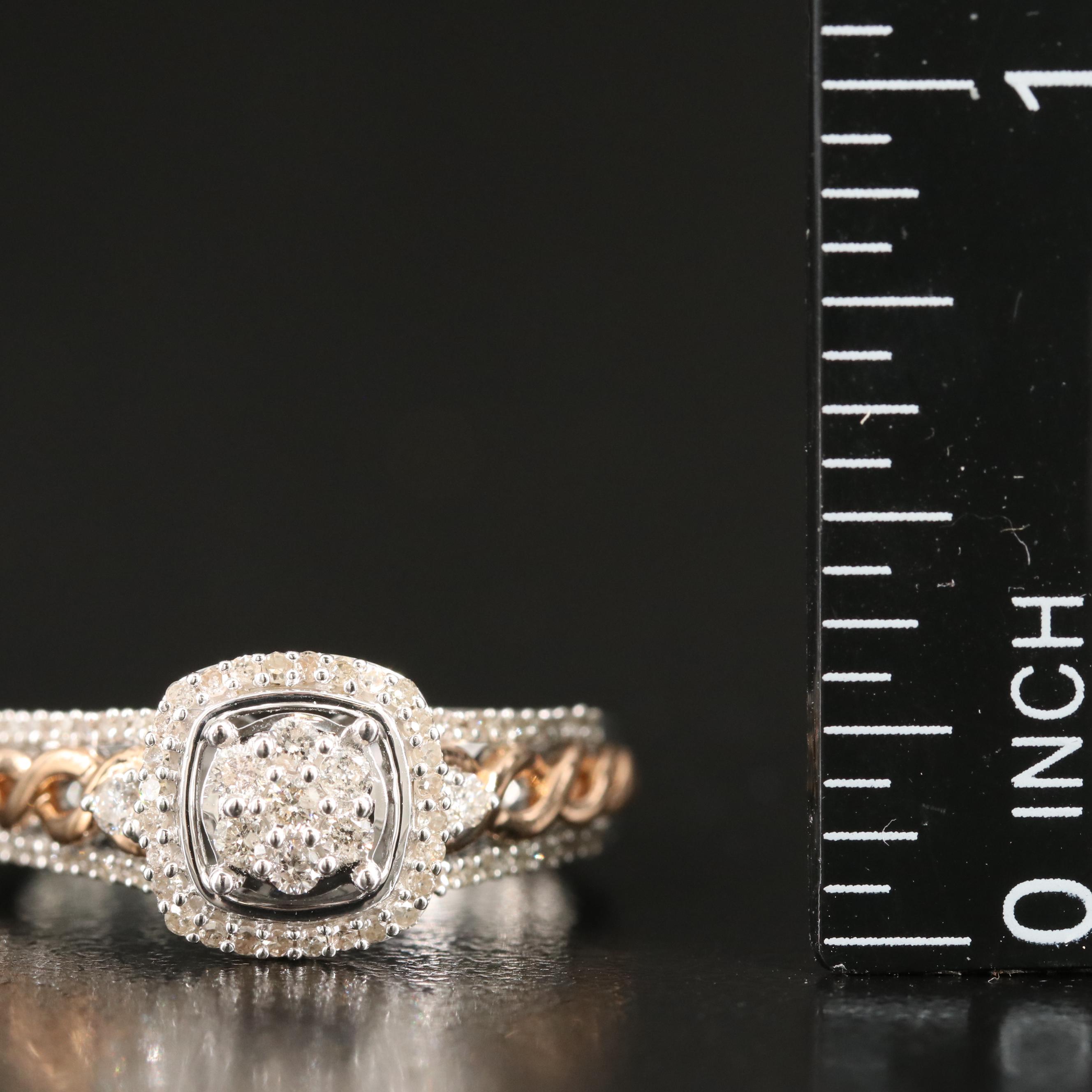 Sterling Diamond Cluster Ring