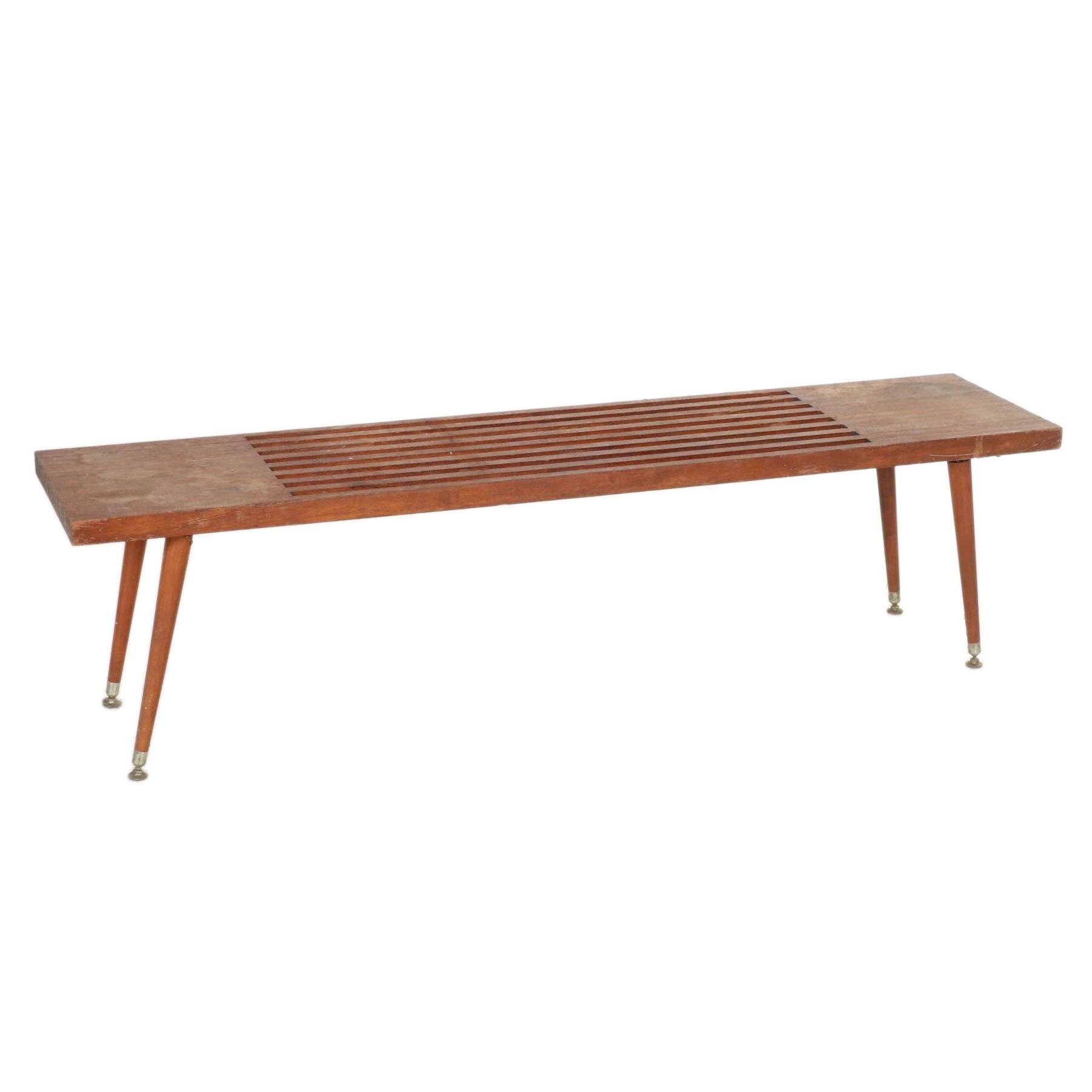 George Nelson Style Mid Century Modern Slat Bench