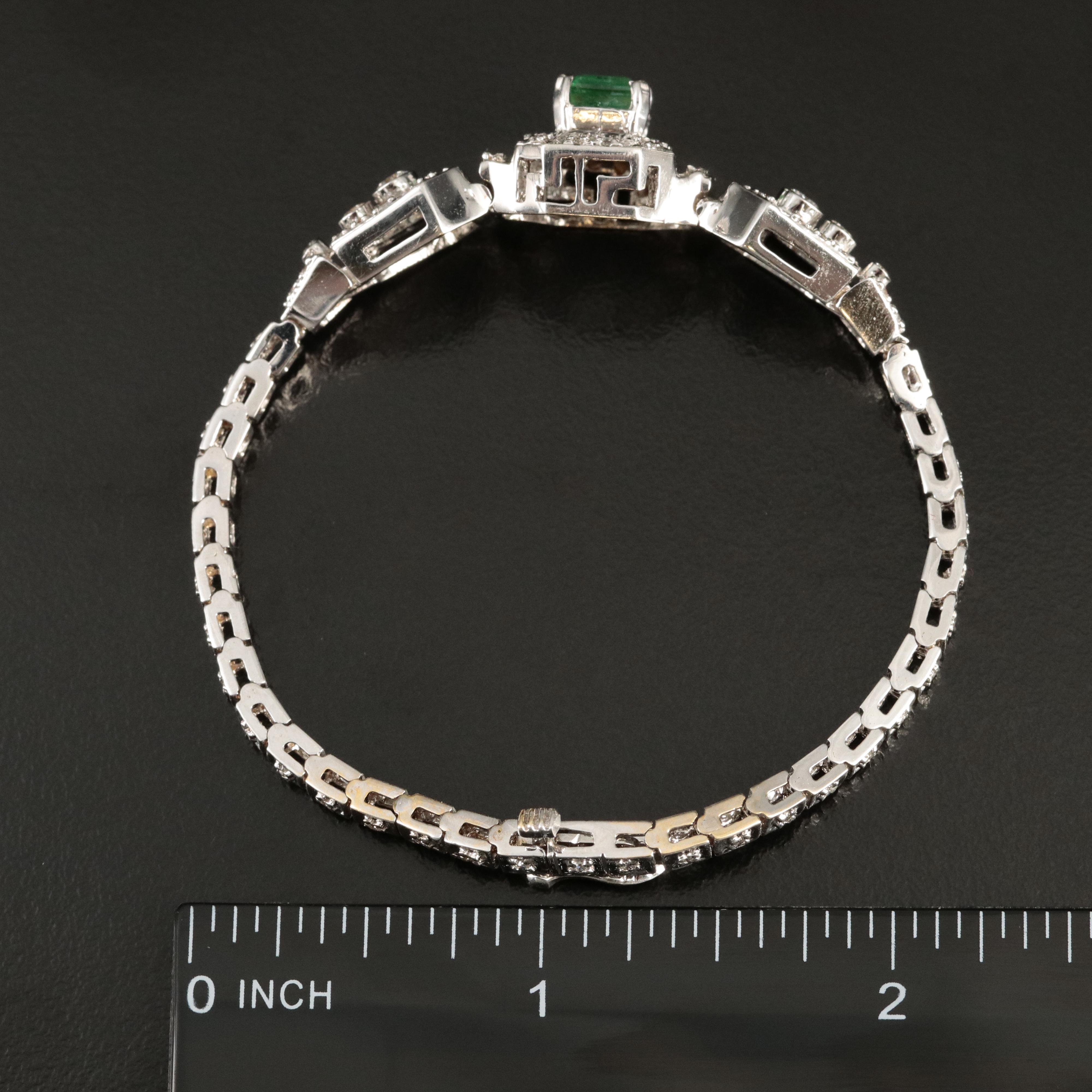 14K 1.87 CT Emerald and 1.09 CTW Diamond Bracelet