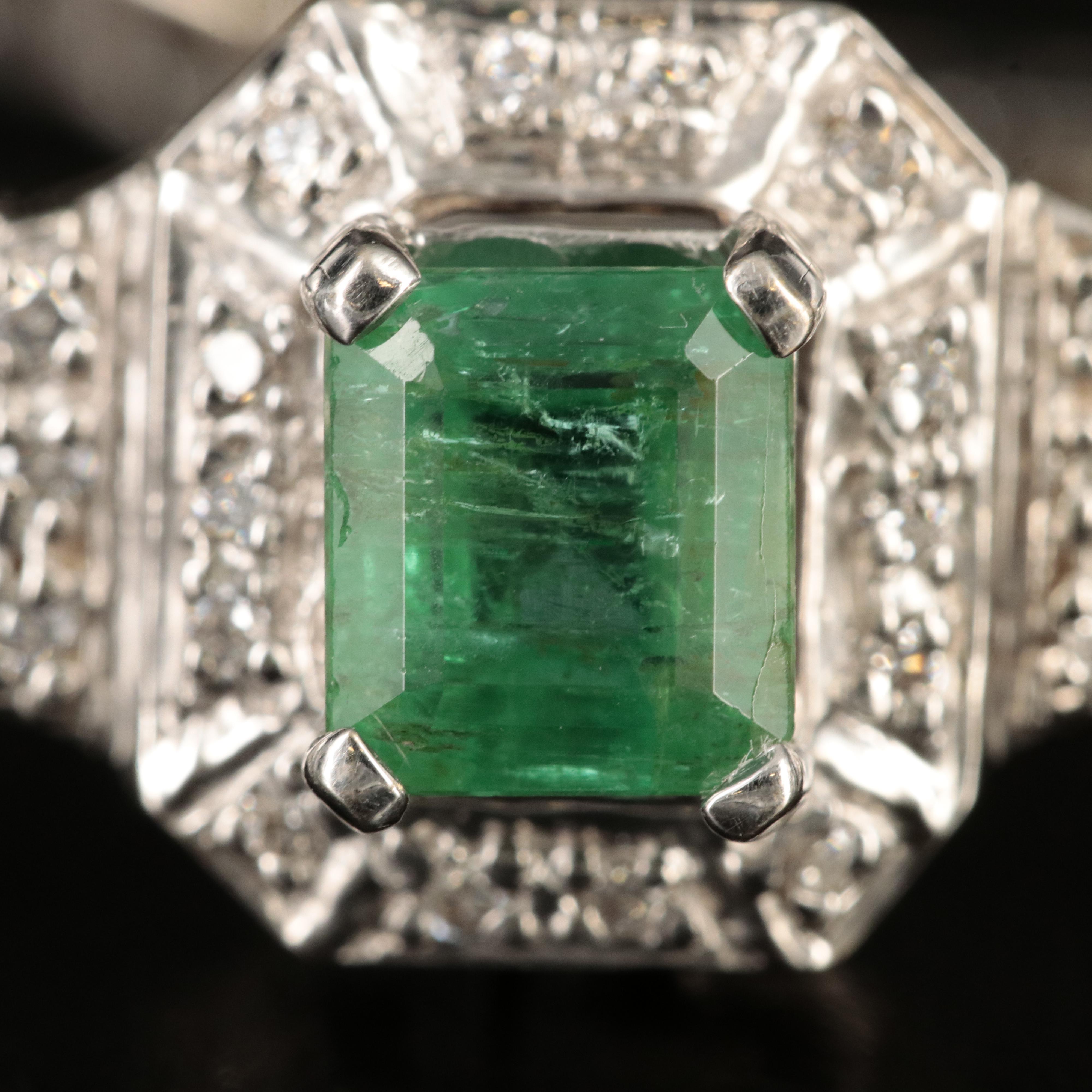 14K 1.87 CT Emerald and 1.09 CTW Diamond Bracelet