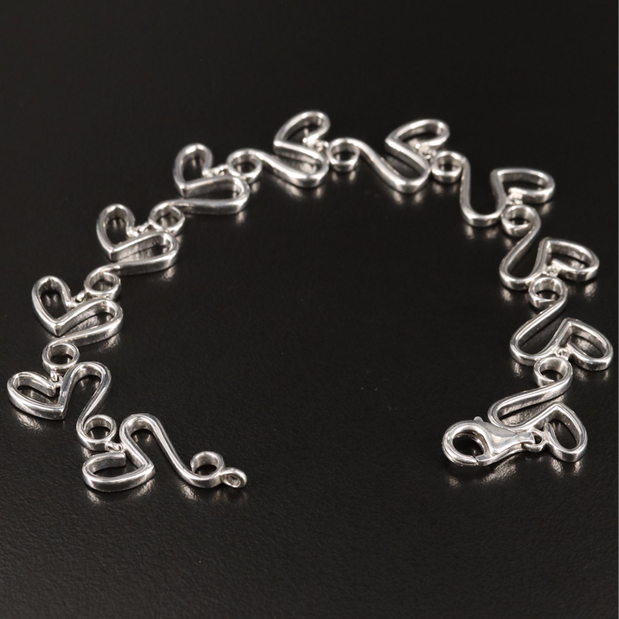 Sterling Heart Chain Bracelet