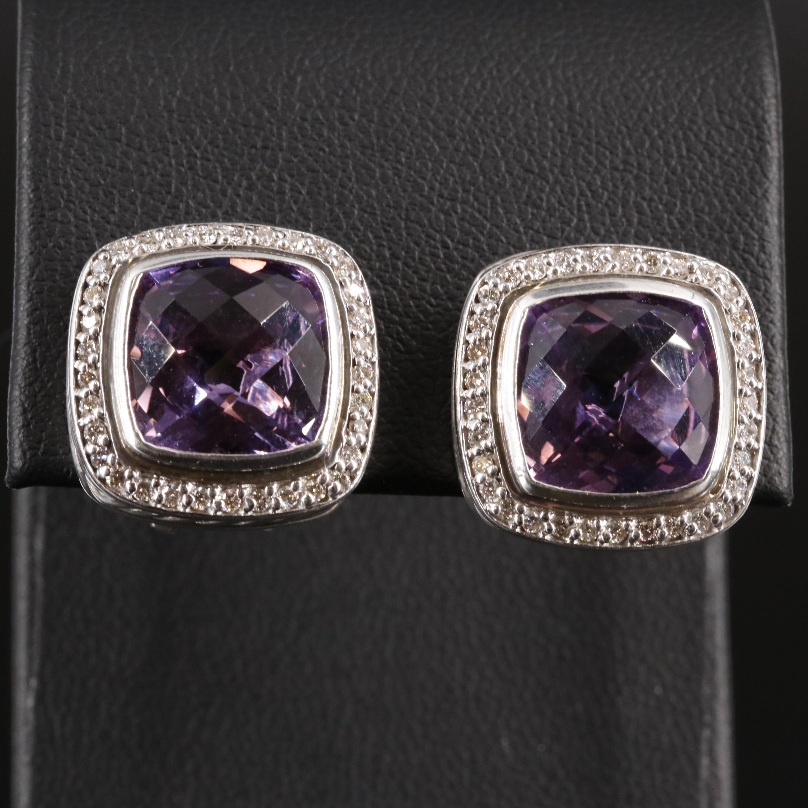 David Yurman Albion Amethyst and Diamond Earrings