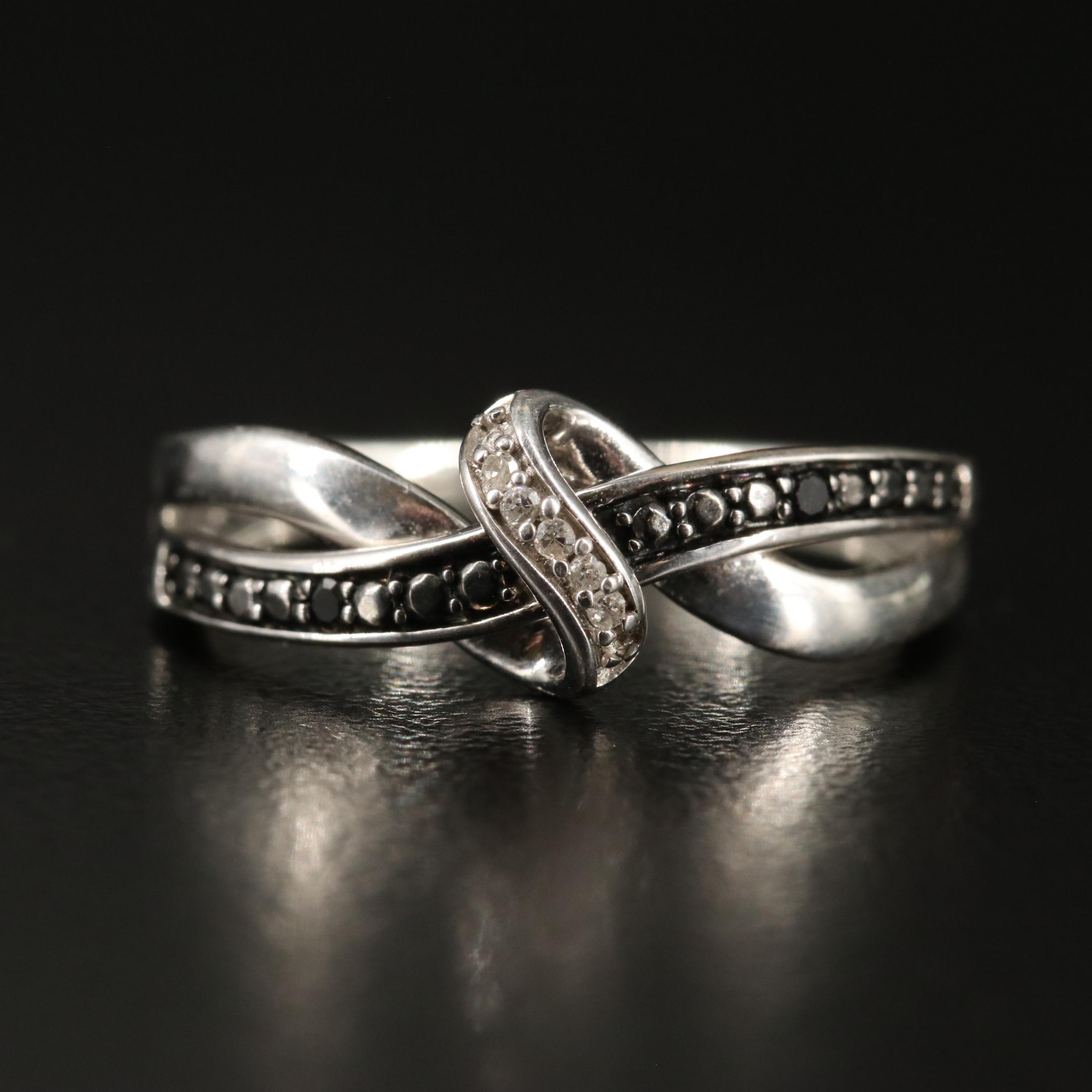 Sterling Diamond Crossover Ring