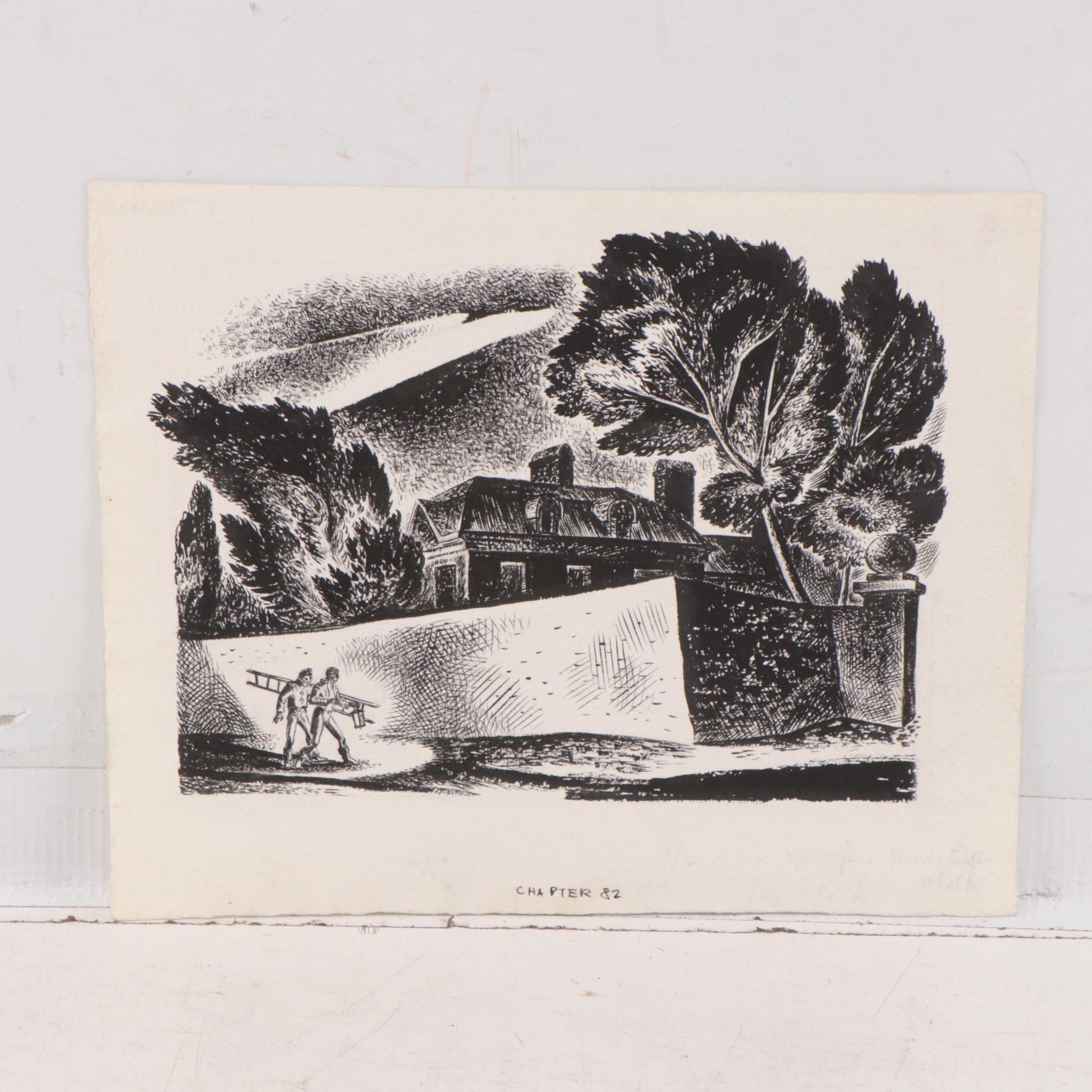 Lynd Ward Ink Illustrations For "The Count of Monte Cristo," Mid-20th Century