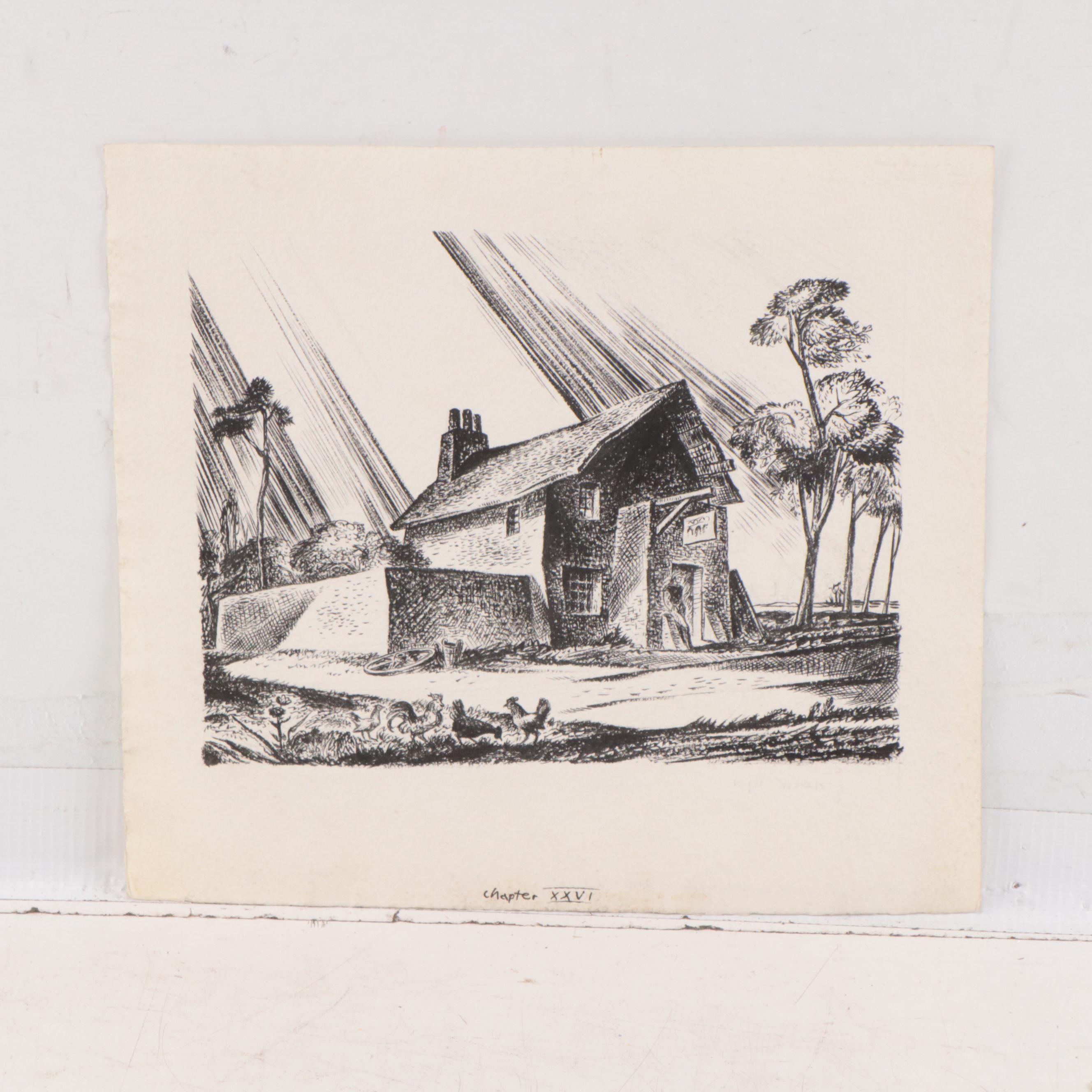 Lynd Ward Ink Illustrations For "The Count of Monte Cristo," Mid-20th Century